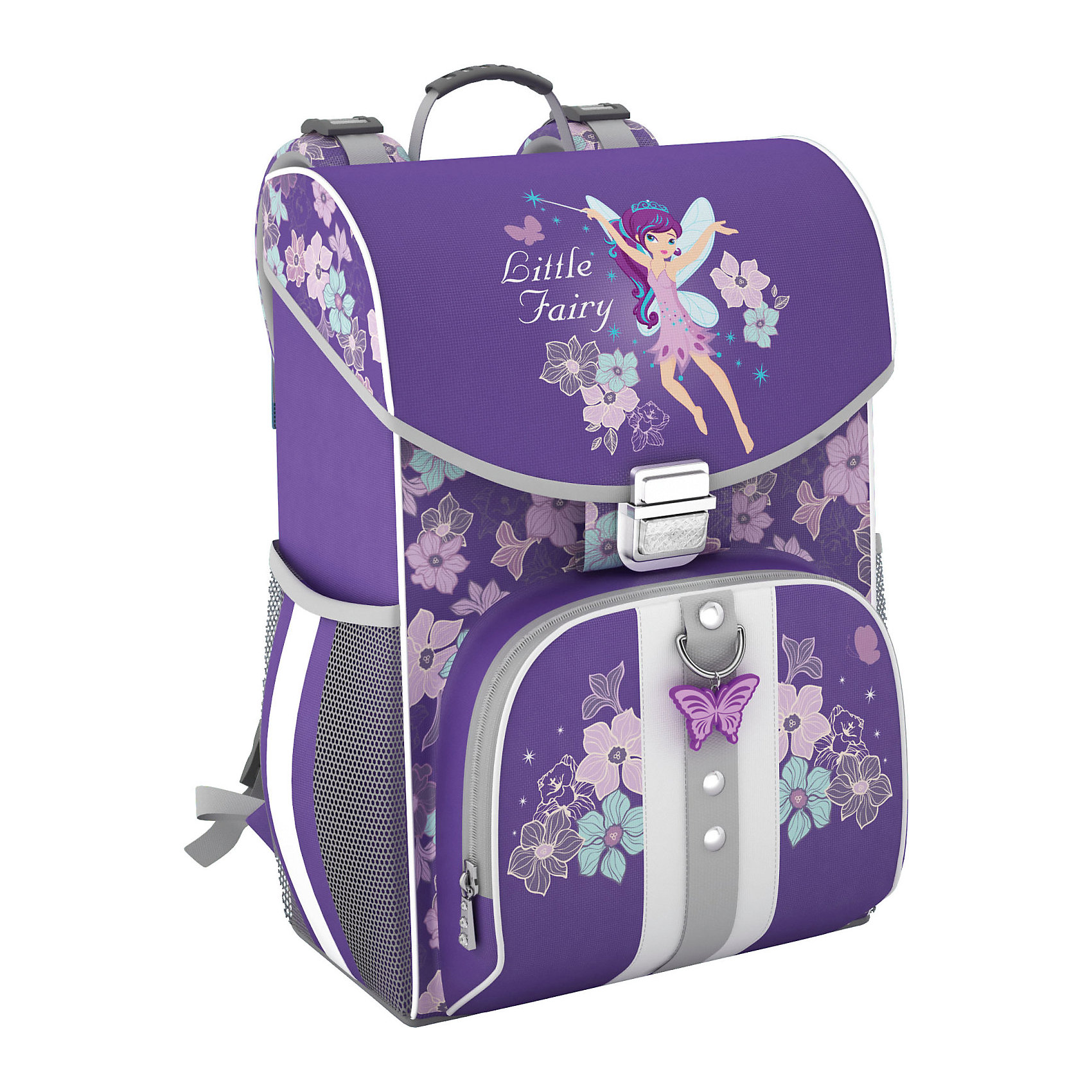 Erich Krause Ранец с эргономичной спинкой Flower Fairy Erich Krause Ранец с эргономичной спинкой Flower FairyРанцы<br>Характеристики товара:<br><br>• серия: Generic<br>• коллекция: Flower Fairy<br>• цвет: фиолетовый<br>• для начальной школы<br>• для девочек<br>• материал: полиэстер, пластик<br>• спинка: ортопедическая<br>• размер изделия: 36х28х17 см<br>• вес в кг: 680гр<br>• страна бренда: Германия<br>• страна изготовитель: Китай<br><br>Школьный ранец Erich Krause Generic весом всего в 680 грамм обеспечивает комфортное ношение рюкзака в школе.<br><br>Эргономичная спинка не позволяет неокрепшему позвоночнику деформироваться. Несмотря на свой маленький вес, объема хватает, чтобы положить внутрь все школьные принадлежности.<br><br>Просторное отделение разделяется 2 мягкими перегородками для тетрадок, а дополнительные аксессуары помещаются в 3 внешних кармана.<br><br>Дно и боковые части отличаются особопрочной конструкцией, которая защищает ранец от повреждений. Прочный материал выдержит любую погоду. Спинка с сеткой обеспечивает вентиляцию спины и плеч.<br><br>Светоотражающие полосы расположены на переднем кармане, сбоку и на лямках. Они гарантируют видимость на темной дороге.<br><br>Erich Krause Ранец с эргономичной спинкой Flower Fairy можно купить в нашем интернет-магазине.<br><br>Ширина мм: 370<br>Глубина мм: 290<br>Высота мм: 190<br>Вес г: 1177<br>Возраст от месяцев: 72<br>Возраст до месяцев: 96<br>Пол: Женский<br>Возраст: Детский<br>SKU: 6842751