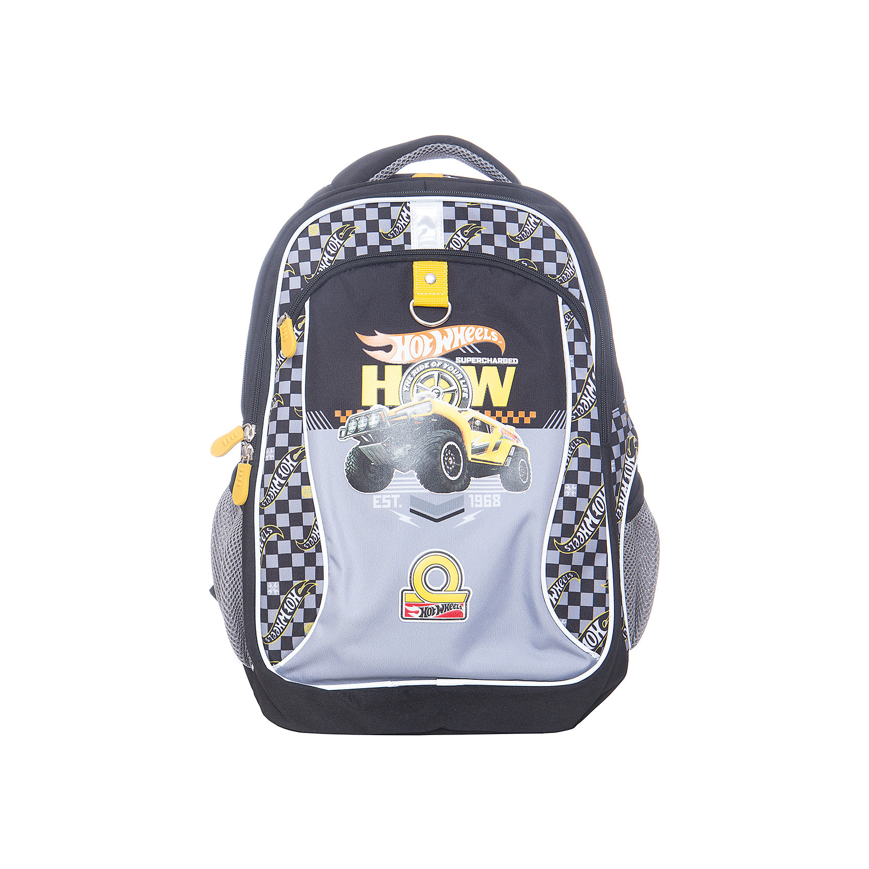 Рюкзак школьный Hot Wheels Big Foot Рюкзак школьный Hot Wheels Big FootРюкзаки<br>Характеристики товара:<br><br>• цвет: серый<br>• коллекция: Hot Wheels Big Foot<br>• спинка: эргономичная<br>• материал: полиэстер<br>• для начальной школы<br>• размер: 38х17х28 см<br>• вес в кг: 450 гр<br>• страна бренда: Германия<br>• страна изготовитель: Китай<br><br>Рюкзак школьный ErichKrause - удобный и практичный. Благодаря легкому весу и удобной эргономичной спинке рюкзак можно носить каждый день. <br><br>Во внутреннем отделении помещаются тетради формата А4. Спереди 2 кармана на молнии, по бокам 2 небольших кармашка для мелочей. Рюкзак выполнен из прочного износостойкого полиэстера, устойчивого к морозам.<br><br>Твердая спинка повторяет изгибы позвоночника, делая ношение комфортным. Сетчатый материал на спинке и внутренней стороне лямок обеспечивает вентиляцию воздуха.<br><br>Дно оснащено пластиковыми ножками для защиты от воды и грязи. Светоотражатели гарантируют видимость в темное время суток.<br><br>Рюкзак школьный Hot Wheels Big Foot можно купить в нашем интернет-магазине.<br><br>Ширина мм: 370<br>Глубина мм: 290<br>Высота мм: 190<br>Вес г: 913<br>Возраст от месяцев: 72<br>Возраст до месяцев: 96<br>Пол: Мужской<br>Возраст: Детский<br>SKU: 6842771