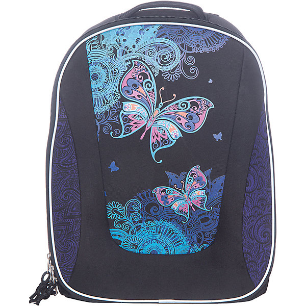 Рюкзак школьный Erich Krauseс эргономичной спинкой Magic Butterfly Рюкзак школьный Erich Krauseс эргономичной спинкой Magic ButterflyРюкзаки<br>Характеристики товара:<br><br>• серия: Multi Pack<br>• коллекция: Magic Butterfly<br>• для средней и старшей школы<br>• цвет: черный, фиолетовый<br>• материал: полиэстер, пластик<br>• спинка: эргономичная<br>• размер изделия: 40x32x18 см<br>• вес в кг: 820гр<br>• страна бренда: Германия<br>• страна изготовитель: Китай<br><br>Рюкзак ErichKrause Multi Pack - вместительный и удобный школьный рюкзак с твердой спинкой. <br><br>Во внутреннем отделении помещаются папки формата А4. Внутри имеется органайзер для канцелярских принадлежностей и небольшой кармашек для телефона. Спереди один большой карман на молнии, по бокам 2 сетчатых кармашка.<br><br>Эргономичная спинка поддерживает спину прямо и препятствует развитию сколиоза. Конструкция повторяет изгиб позвоночника, делая максимально комфортным ношение рюкзака. <br><br>Светоотражающие вставки гарантируют видимость на темной дороге.<br><br>Erich Krause Рюкзак школьный с эргономичной спинкой Magic Butterfly можно купить в нашем интернет-магазине.<br><br>Ширина мм: 400<br>Глубина мм: 350<br>Высота мм: 180<br>Вес г: 1190<br>Возраст от месяцев: 72<br>Возраст до месяцев: 96<br>Пол: Женский<br>Возраст: Детский<br>SKU: 6842785