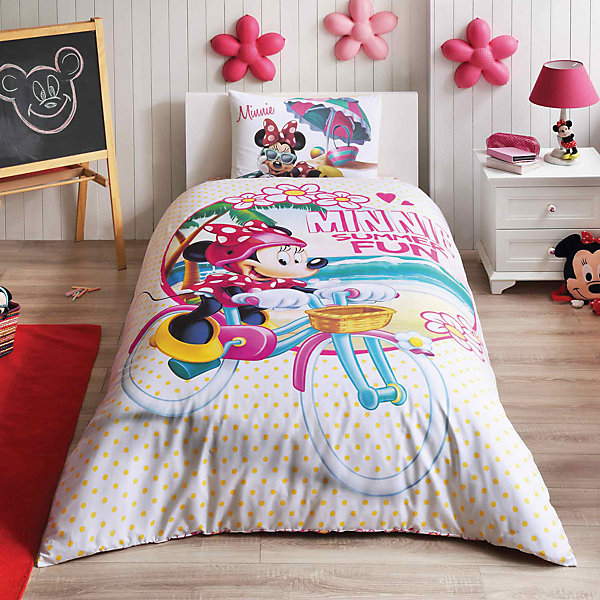 Постельное белье 3 пред. Minnie Summer, Disney/Ranforce, TAC Постельное белье 3 пред. Minnie Summer, Disney/Ranforce, TACДетское постельное бельё<br>Характеристики товара: <br><br>• пододеяльник (160х220см), наволочка (50х70см), простынь (100х200см)<br>• материал: ранфорс (100% хлопок);<br>• цвет: белый;<br>• страна бренда: Турция;<br>• страна производитель: Турция.<br><br>Это постельное бельё от турецкого бренда TAC (ТАЧ) отлично подойдёт маленькой девочке, мечтающей о собственном волшебном мире. Несмотря на плотность ткани, она состоит из мельчайших волокон, что придаёт мягкость и воздушность изделию. Все материалы, которые входят в состав этого комплекта, гипоаллергенны и не вызывают неприятных ощущений. Это бельё не боится воды, так как пропускает через себя около 20% влаги и выводит наружу, поэтому её очень легко сушить. Кроме того, контроль влаги поддерживает температурный баланс тела. Благодаря специальному составу материал не электризуется и способствует улучшению сна ребёнка.<br><br>Такой комплект очень устойчив к частым стиркам, его рекомендуется стирать обычным детским мылом без отдушек.<br> Сказочный мир с персонажем «Мини Маус» в главной роли будет всегда создавать уют и радовать ребенка.<br><br>Постельное белье Minnie Summer (Минни Самер) можно купить в нашем интернет-магазине.<br><br>Ширина мм: 290<br>Глубина мм: 70<br>Высота мм: 390<br>Вес г: 1100<br>Возраст от месяцев: 36<br>Возраст до месяцев: 144<br>Пол: Женский<br>Возраст: Детский<br>SKU: 6849240