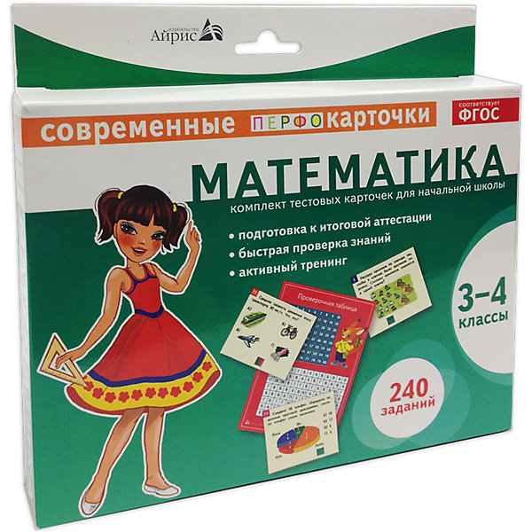 Пособие Математика, 3-4 кл., Куликова Е.Н. Пособие Математика, 3-4 кл., Куликова Е.Н.Пособия для обучения счёту<br>Характеристики товара:<br><br>• возраст: от 8 лет<br>• комплектация: карточки с заданиями; проверочная таблица, памятка для родителей.<br>• автор: Куликова Е.Н.<br>• производитель: Айрис-пресс<br>• серия: Комплекты тестовых карточек<br>• иллюстрации: цветные<br>• материал: картон<br>• упаковка: картонная коробка<br>• размер упаковки: 18,5х20х3 см.<br>• вес: 322 гр.<br><br>Комплект тестовых карточек – это развивающее пособие, рекомендованное для проверки и закрепления учебного материала 3-4 классов по математике.<br><br>В комплект входят: карточки с заданиями (240 заданий), проверочная таблица и памятка для родителей. Задания сгруппированы по ключевым разделам математики: числа (50 заданий); величины (30 заданий); арифметические действия (80 заданий); пространственные отношения, геометрические фигуры, геометрические величины (48 заданий); работа с информацией (32 задания).<br><br>Пособие очень удобно в использовании. Краткая инструкция расположена непосредственно на коробке. Важно, что ребёнок, соединив номер на карточке с номером в проверочной таблице, сам может проверить - верный ли ответ.<br><br>Занятия с карточками способствуют развитию наглядно-образного мышления, внимательности, наблюдательности, учат анализировать и логически объяснять решение.<br><br>Оптимальная подача учебного материала, оригинальный дизайн, яркие иллюстрации и краткие задания сделают подготовку итоговому тестированию с данным пособием лёгкой и интересной.<br><br>Пособие Математика, 3-4 кл., Куликова Е.Н. можно купить в нашем интернет-магазине.<br><br>Ширина мм: 28<br>Глубина мм: 200<br>Высота мм: 185<br>Вес г: 345<br>Возраст от месяцев: 96<br>Возраст до месяцев: 144<br>Пол: Унисекс<br>Возраст: Детский<br>SKU: 6849631