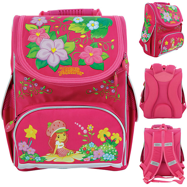 Ранец школьный STRAWBERRY SHORTCAKE Ранец школьный STRAWBERRY SHORTCAKEРанцы<br>Вес:900грамм<br>Размер: 34 x 27 x 13 см<br>Состав: ранец<br>Наличие светоотражающих элементов: да<br>Материал: полиэстер<br>Объем: 11л<br>Спина: жесткая<br>Наличие дополнительных карманов внутри: да<br>Дно выбрать: пластиковое<br>Количество отделений внутри: 1<br>Боковые карманы: есть липучка<br>Замок: молния<br>Вмещает А4: да<br>Подойдет для возраста какого 7-10 лет для роста 122-146<br>Лицензионный дизайн STRAWBERRY SHORTCAKE для девочек.<br>Жесткая рельефная анатомическая спинка повышенной комфортности, с вентилируемой с-мой задней спинки.Анатомический рельеф спинки повторяет естесственный изгиб позвоночника, что позволяет держать спину прямо и оптимально распределять нагрузку на спину ребёнка, а также создает дополнительный комфорт для ношения ранца на спине.<br>Вес рюкзака составляет меньше 900 г, что соответствует идеальным нормам нагрузки на спину.<br>На нижнем кармане лицевой стороны имеется горизонтальная светоотражающая полоска <br>Два боковых кармана и задние лямки со светоотражающими элементами безопасности.<br>Устойчивое дно защищено водооталкивающим материалом и имеет 4 пластиковые ножки для большей устойчивости.<br>Ранец дополнительно украшен лицензиоными элементами в виде клубничек.<br><br>Ширина мм: 270<br>Глубина мм: 130<br>Высота мм: 340<br>Вес г: 900<br>Возраст от месяцев: 72<br>Возраст до месяцев: 120<br>Пол: Женский<br>Возраст: Детский<br>SKU: 6850031