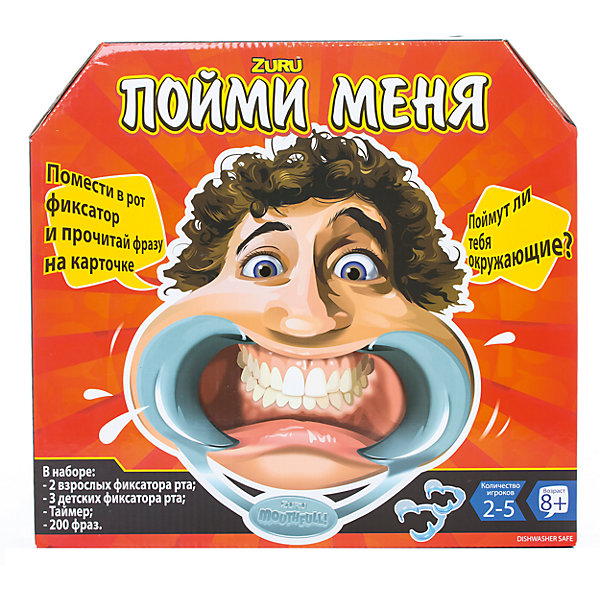 Игра Пойми меня, ZURU Игра Пойми меня, ZURUИгры со словами<br>Характеристики товара:<br><br>• возраст: от 8 лет;<br>• материал: пластик, картон;<br>• в комплекте: 2 взрослых фиксатора рта, 3 детских фиксатора рта, 200 карточек, таймер;<br>• количество игроков: 2-5 человек;<br>• размер упаковки: 31х28х6 см;<br>• вес упаковки: 395 гр.;<br>• страна производитель: Китай.<br><br>Игра «Пойми меня» Zuru позволит весело провести время, повеселиться в компании друзей. Один участник вставляет фиксатор рта, берет карточку и должен прочитать на ней фразу. Только сделать это не так-то просто, ведь фиксатор мешает разборчиво произносить слова. <br><br>Остальные игроки должны как можно быстрее понять, что же сказал участник. Время на отгадывание ограничено таймером. Если игроки справляются за отведенное время, то забирают карточку себе. <br><br>Игру «Пойми меня» Zuru можно приобрести в нашем интернет-магазине.<br><br>Ширина мм: 310<br>Глубина мм: 60<br>Высота мм: 280<br>Вес г: 449<br>Возраст от месяцев: 60<br>Возраст до месяцев: 2147483647<br>Пол: Унисекс<br>Возраст: Детский<br>SKU: 6873817