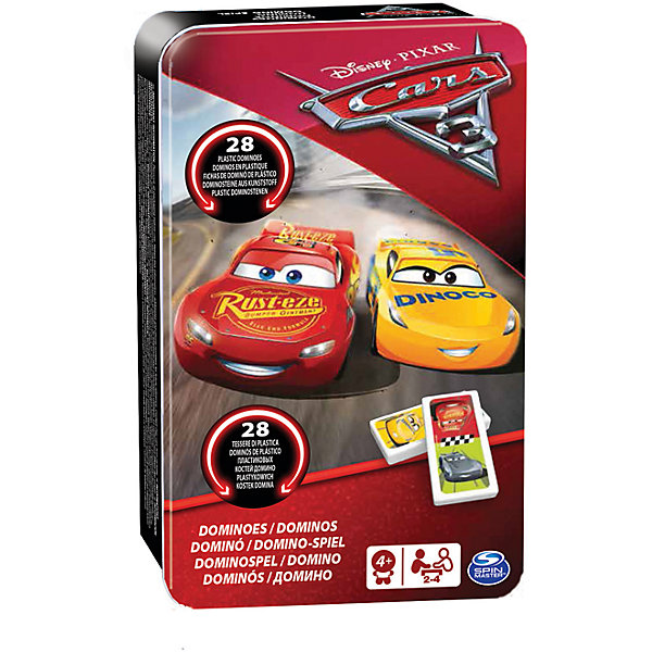 Игра домино Тачки-3, Spin Master Игра домино Тачки-3, Spin MasterТачки<br>Характеристики товара:<br><br>• возраст: от 4 лет;<br>• материал: пластик, металл;<br>• в комплекте: 28 игровых костей, коробка;<br>• количество игроков: 2-4 человека;<br>• размер упаковки: 19х12х5 см;<br>• вес упаковки: 585 гр.;<br>• страна производитель: Китай.<br><br>Домино «Тачки-3» Spin Master создано по мотивам известного мультфильма «Тачки 3». Оно представляет собой классическую игру в домино, только вместо точек на костяшках изображены любимые герои. <br><br>В ходе игры надо выстраивать цепочку, соединяя поочередно одинаковые изображения. Игра домино развивает логическое и стратегическое мышление, внимательность и смекалку.<br><br>Домино «Тачки-3» Spin Master можно приобрести в нашем интернет-магазине.<br><br>Ширина мм: 50<br>Глубина мм: 120<br>Высота мм: 190<br>Вес г: 638<br>Возраст от месяцев: 48<br>Возраст до месяцев: 2147483647<br>Пол: Мужской<br>Возраст: Детский<br>SKU: 6873822