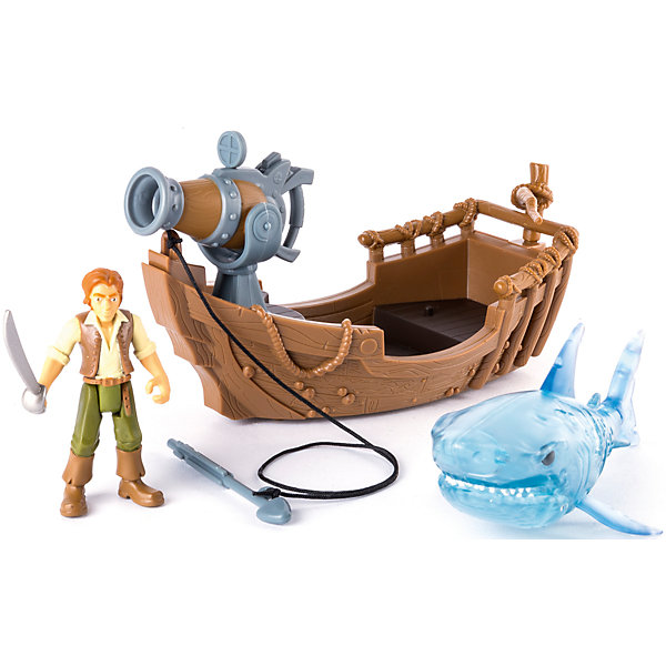 Фигурка героя с лодкой и акулой, Spin Master, Пираты Карибского моря Фигурка героя с лодкой и акулой, Spin Master, Пираты Карибского моряИгровые наборы с фигурками<br>Характеристики товара:<br><br>• возраст: от 4 лет;<br>• материал: пластик;<br>• в комплекте: фигурка, лодка, акула;<br>• длина лодки: 18 см;<br>• размер упаковки: 30х11х11 см;<br>• вес упаковки: 300 гр.;<br>• страна производитель: Китай.<br><br>Игровой набор «Фигурка героя с лодкой и акулой» Пираты Карибского моря Spin Master создан по мотивам известного фильма «Пираты Карибского моря: Мертвецы не рассказывают сказки». В набор входят фигурка, лодка и акула-призрак.<br><br>Лодка оборудована гарпуном, который стреляет снарядом. У акулы открывается пасть. Набор позволит детям устроить захватывающие игры, сражения или воспроизвести сценки из фильма.<br><br>Игровой набор «Фигурка героя с лодкой и акулой» Пираты Карибского моря Spin Master можно приобрести в нашем интернет-магазине.<br><br>Ширина мм: 60<br>Глубина мм: 290<br>Высота мм: 210<br>Вес г: 415<br>Возраст от месяцев: 48<br>Возраст до месяцев: 2147483647<br>Пол: Мужской<br>Возраст: Детский<br>SKU: 6873831