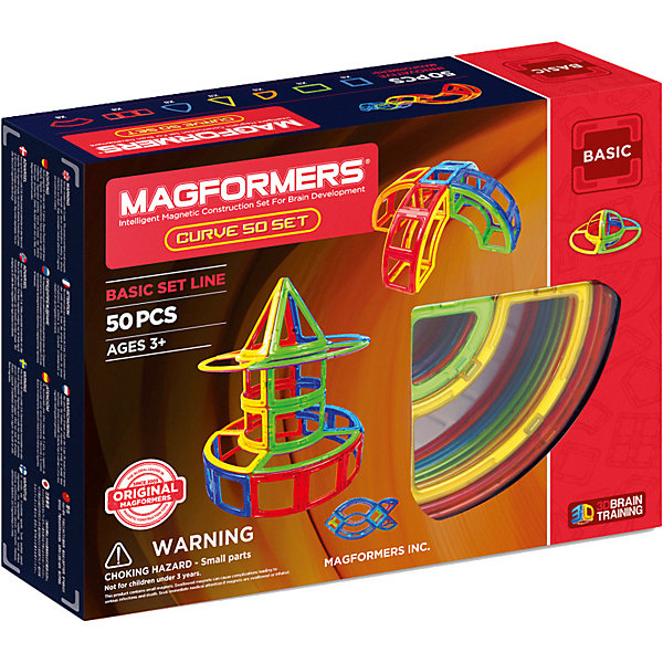 Магнитный конструктор 701012 Curve 50 set, MAGFORMERS Магнитный конструктор 701012 Curve 50 set, MAGFORMERSМагнитные конструкторы<br>Характеристики товара:<br><br>• возраст: от 3 лет;<br>• материал: пластик;<br>• в комплекте: 50 деталей, инструкция;<br>• размер упаковки: 39х30х10 см;<br>• вес упаковки: 1,5 кг;<br>• страна производитель: Корея.<br><br>Магнитный конструктор Curve 50 set Magformers позволит детям построить разнообразные геометрические фигуры, округлые фигурки, башни. Конструктор Magformers — удивительный конструктор, детали которого соединяются между собой благодаря магнитам. Магниты внутри элементов уже сделаны таким образом, что позволяют им присоединяться и поворачиваться друг к другу нужной стороной.<br><br>В набор входят изогнутые детали, арки, конусы, благодаря которым получаются необычные модели округлой формы. Конструктор развивает у детей пространственное и логическое мышление, мелкую моторику рук, воображение и фантазию. Элементы выполнены из прочного качественного пластика.<br><br>Магнитный конструктор Curve 50 set Magformers можно приобрести в нашем интернет-магазине.<br><br>Ширина мм: 390<br>Глубина мм: 300<br>Высота мм: 100<br>Вес г: 1500<br>Возраст от месяцев: 36<br>Возраст до месяцев: 2147483647<br>Пол: Унисекс<br>Возраст: Детский<br>SKU: 6881964