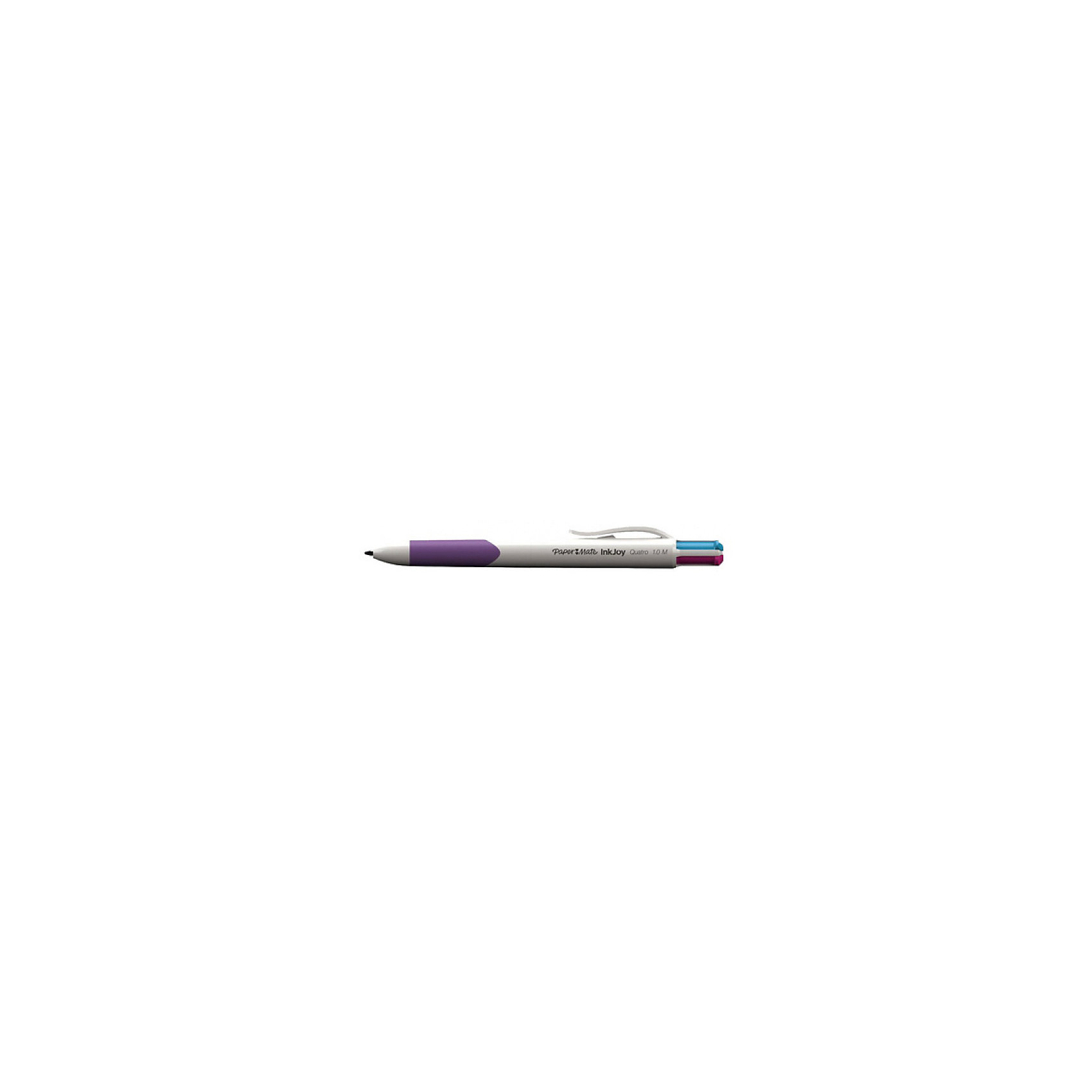 Ручка шариковая Paper mate Quatro, 4 цвета в одной ручке Ручка шариковая Paper mate Quatro, 4 цвета в одной ручкеПисьменные принадлежности<br>Ручка шариковая.<br>Карманный зажим.<br>4 цвета в одной ручке: голубой, зеленый, розовый, фиолетовый.<br><br>Ширина мм: 140<br>Глубина мм: 20<br>Высота мм: 20<br>Вес г: 21<br>Возраст от месяцев: 36<br>Возраст до месяцев: 2147483647<br>Пол: Унисекс<br>Возраст: Детский<br>SKU: 6884869