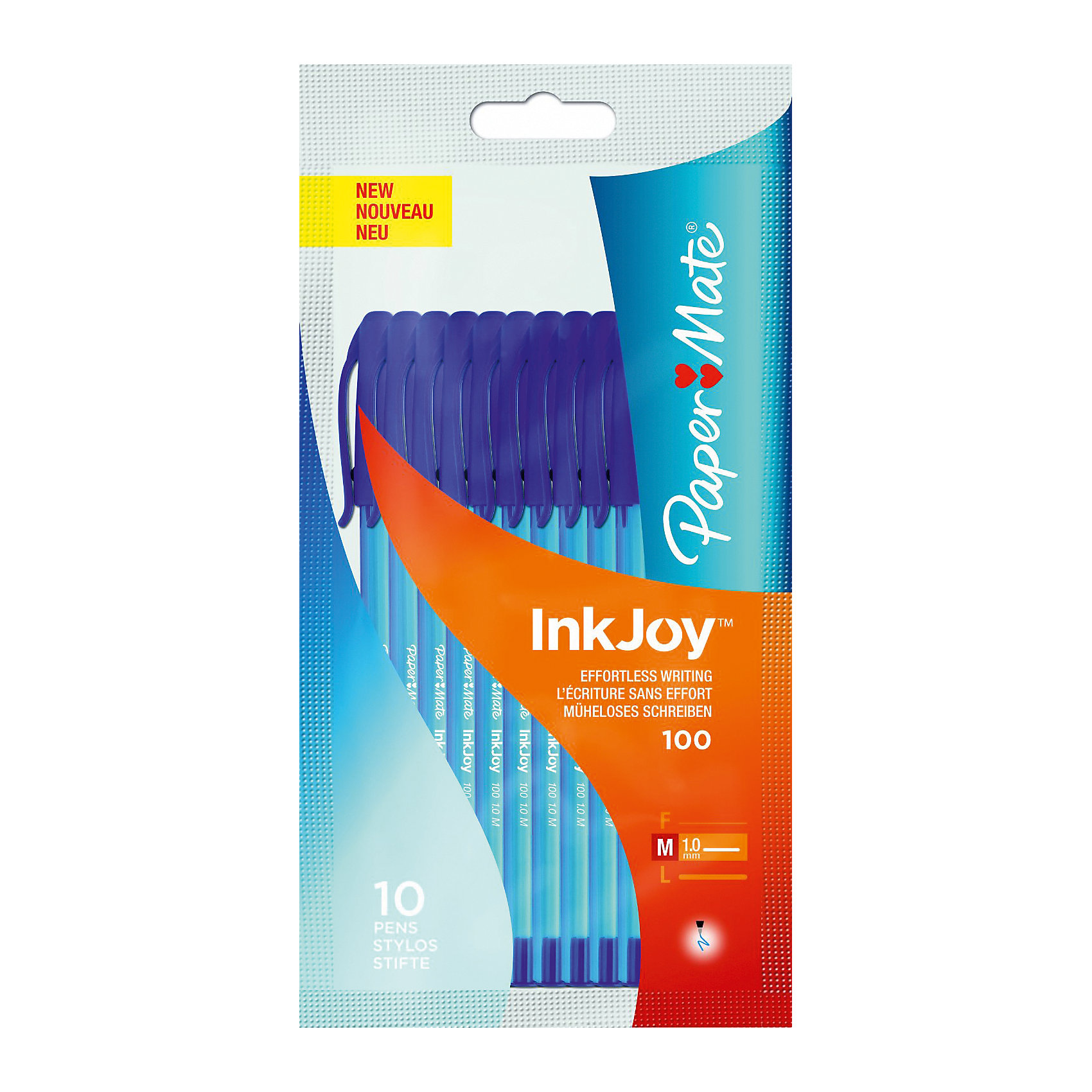 Ручка шариковая Paper mate Inkjoy 10 шт., синяя Ручка шариковая Paper mate Inkjoy 10 шт., синяяПисьменные принадлежности<br>Характеристики товара:<br><br>• в комплекте: 10 ручек;<br>• цвет чернил: синий;<br>• материал корпуса: пластик;<br>• толщина линии: 1 мм;<br>• размер упаковки: 1х10х17 см;<br>• вес: 80 грамм;<br>• возраст: от 3 лет.<br><br>INK JOY - высококачественные шариковые ручки от PAPER MATE. В набор входят 10 шариковых ручек с чернилами синего цвета. Ручка не требует расписывания и не оставляет пропусков при письме. Корпус изготовлен из прочного пластика. Толщина линии - 1 мм.<br><br>PAPER MATE (Пэйпер Мэйт) Ручку шариковую INK JOY можно купить в нашем интернет-магазине.<br><br>Ширина мм: 170<br>Глубина мм: 100<br>Высота мм: 10<br>Вес г: 80<br>Возраст от месяцев: 36<br>Возраст до месяцев: 2147483647<br>Пол: Унисекс<br>Возраст: Детский<br>SKU: 6884880