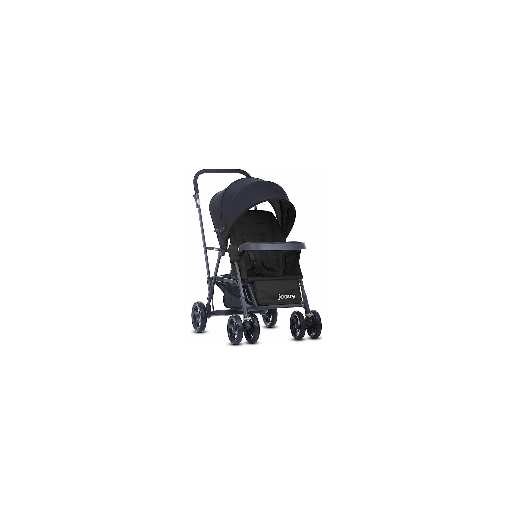 Прогулочная коляска Caboose Graphite, Joovy, черный Прогулочная коляска Caboose Graphite, Joovy, черныйПрогулочные коляски<br>Joovy Caboose (Джуви Кабуз) одна из самых компактных и маневренных колясок в своей категории Коляска для двойни и погодок. Переднее сиденье предназначено для ребенка от 3 месяцев, заднее сиденье-скамеечка от 2,5 лет. Для использования коляски с двумя детьми младше 2,5 лет необходимо приобрести дополнительное сиденье. Амортизируемая подвеска на всех колесах придает коляске мягкий ход во время движения. Для старшего ребенка предусмотрена платформа для езды стоя. Идеальное распределение веса позволит вам без труда преодолевать бордюры и с комфортом совершать прогулки по городу. С помощью универсального адаптера, входящего в комплектацию, на переднее сиденье можно установить любое автокресло 0+.<br><br>Ширина мм: 500<br>Глубина мм: 260<br>Высота мм: 900<br>Вес г: 13500<br>Возраст от месяцев: 0<br>Возраст до месяцев: 36<br>Пол: Унисекс<br>Возраст: Детский<br>SKU: 6887315