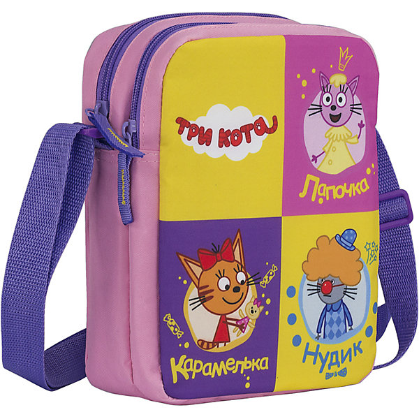 Сумка детская Kinderline Три кота Сумка детская Kinderline Три котаДетские сумки<br>Характеристики товара:<br><br>• цвет: розовый, фиолетовый<br>• одно отделение;<br>• застегивается на молнию;<br>• регулируемый ремень;<br>• размер: 22х18х7 см;<br>• возраст: от 3-х лет;<br>• вес: 128 грамм;<br>• страна: Китай.<br><br>Сумка Три Кота изготовлена из прочного износостойкого материала. Она имеет одно вместительное отделение, застегивающееся с помощью молнии. <br><br>Для удобства ребенка плечевой ремень имеет широкую поверхность и регулируемую длину. Сумка через плечо оформлена красочным изображением персонажей мультфильма «Три Кота».<br><br>Три кота Сумку на плечо Размер 22 х 18 х 7 см можно купить в нашем интернет-магазине.<br><br>Ширина мм: 220<br>Глубина мм: 180<br>Высота мм: 70<br>Вес г: 128<br>Возраст от месяцев: 36<br>Возраст до месяцев: 2147483647<br>Пол: Унисекс<br>Возраст: Детский<br>SKU: 6892447