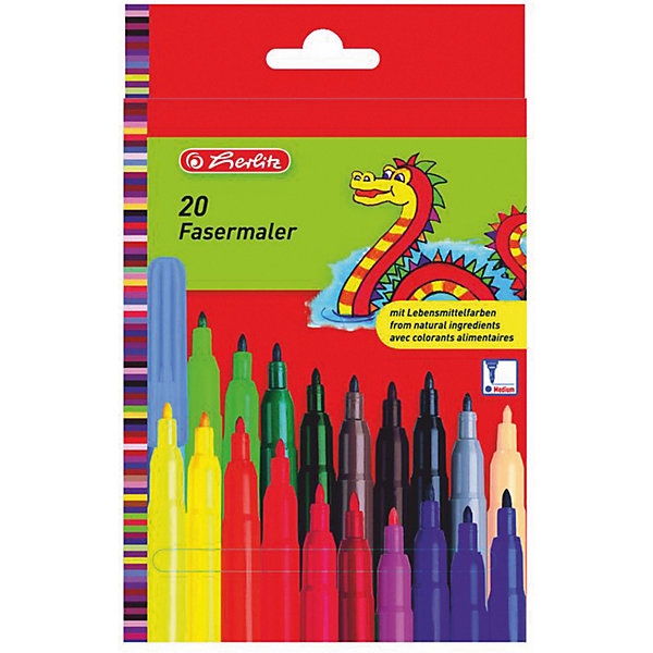Herlitz Фломастеры, 2мм, 20шт Herlitz Фломастеры, 2мм, 20штФломастеры<br>Характеристики:<br><br>• возраст: от 3 лет<br>• в наборе: 20 фломастеров<br>• количество цветов: 20<br>• длина фломастера: 14,5 см.<br>• толщина линии: 2 мм.<br>• материал корпуса: пластик<br>• упаковка: картонная коробка<br>• размер упаковки: 17х11х3 см.<br><br>Набор фломастеров «Fasermaler» от Herlitz (Херлиц) - это 20 цветных фломастеров, которые оснащены вентилируемыми колпачками. Фломастеры имеют цилиндрический пишущий узел, устойчивы к вдавливанию.<br><br>Корпус изготовлен из прочного пластика, препятствующего испарению чернил, благодаря этому фломастеры имеют гарантированно долгий срок службы. Чернила фломастеров не токсичны, полностью безопасны для здоровья ребенка.<br><br>Herlitz Фломастеры, 2мм, 20шт можно купить в нашем интернет-магазине.<br><br>Ширина мм: 230<br>Глубина мм: 110<br>Высота мм: 172<br>Вес г: 0<br>Возраст от месяцев: 36<br>Возраст до месяцев: 2147483647<br>Пол: Унисекс<br>Возраст: Детский<br>SKU: 6892615