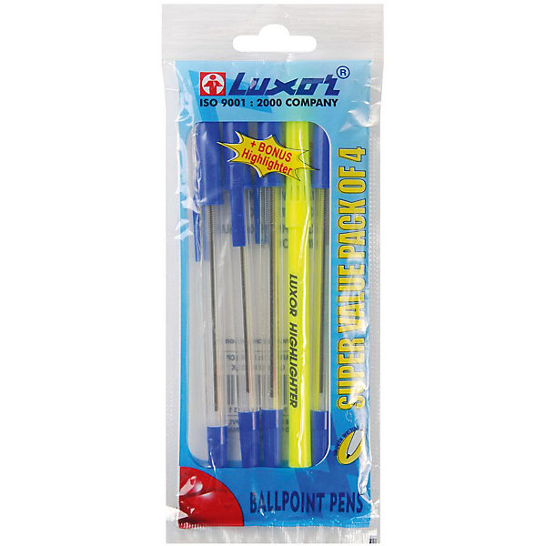 Ручки Ranger 4шт +текстмаркер 0,8мм синие