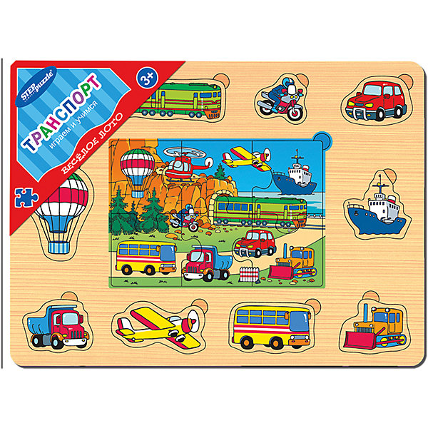 Игра из дерева Весёлое лото. Транспорт, Step Puzzle Игра из дерева Весёлое лото. Транспорт, Step PuzzleРамки-вкладыши<br>Характеристики:<br><br>• размер игрового планшета: 30,0х22,0х0,8см;<br>• размер упаковки: 36,0х27,0х0,2см;<br>• состав: дерево;<br>• вес: 380г.;<br>• для детей в возрасте: от 3лет;<br>• страна производитель: Россия.<br><br>Игра из дерева «Веселое лото.Транспорт» от компании специализирующейся на создании пазлов и настольных игр бренда «Steppuzzle» (Степ Пазл)станет хорошим пополнением игр вашего ребенка.<br><br>Игра «Веселое лото. Транспорт» представляет собой деревянный планшет. Он многофункционален и позволяет самостоятельно выбирать варианты игры. С планшетом ребенок познакомится с воздушным и наземным траспортом.<br><br>Игра сделана из специально подготовленной древесины, большие детали удобные для манипулирования детскими руками.<br><br>Играя в «Веселое лото» дети развивают не только память, внимательность, логическое и пространственное мышление, моторику рук, усидчивость, терпение, но просто весело и с пользой проводят время.<br><br>Игру из дерева «Веселое лото. Транспорт.» можно приобрести в нашем интернет-магазине.<br><br>Ширина мм: 300<br>Глубина мм: 220<br>Высота мм: 8<br>Вес г: 380<br>Возраст от месяцев: 36<br>Возраст до месяцев: 2147483647<br>Пол: Мужской<br>Возраст: Детский<br>SKU: 6894236