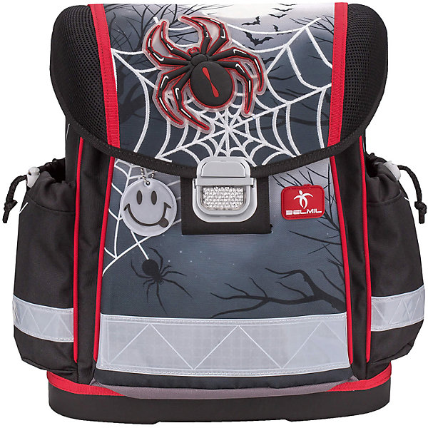 Ранец Belmil Classy Spider (Lumo) без наполнения Ранец Belmil Classy Spider (Lumo) без наполненияРанцы<br>Характеристики товара:<br><br>• серия: Classy<br>• начальная школа (1-4 классы);<br>• светоотражающие элементы;<br>• материал: полиуретан;<br>• объем: 18л;<br>• спинка: жесткая, ортопедическая;<br>• количество отделений внутри:2;<br>• боковые карманы;<br>• замок: защелка;<br>• Подойдет для возраста какого 6-10 лет для роста 116-146;<br>• вес: 880 гр.;<br>• размер: 36х32х19см;<br>• страна бренда: Сербия.<br><br>Школьный ранец Classy Spider бренда Belmil изготовлен из высококачественного, прочного и водонепроницаемого материала. Имеет жесткую конструкцию и укреплен дополнительными швами со всех краев, дно выполнено из ударопрочного пластика.<br><br>Мягкие и регулируемые по высоте лямки с внутренней обивкой из дышащей ткани, шириной 6 см. Спинка ортопедической формы с обивкой из мягкой дышащей ткани предотвращает искривление позвоночника. <br><br>Внутреннее пространство ранца разделено на отсеки, позволяющие удобно разместить необходимые принадлежности, вмещает бумагу формата А4 и ноутбук до 15. Боковые карманы на утягивающей застежке вмещают бутылку с водой объемом 0.5 л. <br><br>Ранец имеет две ручки: одну для удержания ранца в руке и переноски, усиленную пластиковым каркасом и вторую для подвешивания ранца за партой. Надежный металлический замок классической формы со светоотражающим стеклом. <br><br>Школьный ранец Classy Spider бренда Belmil для мальчика можно купить в нашем интернет-магазине.<br><br>Ширина мм: 320<br>Глубина мм: 190<br>Высота мм: 360<br>Вес г: 900<br>Возраст от месяцев: 72<br>Возраст до месяцев: 2147483647<br>Пол: Мужской<br>Возраст: Детский<br>SKU: 6909761