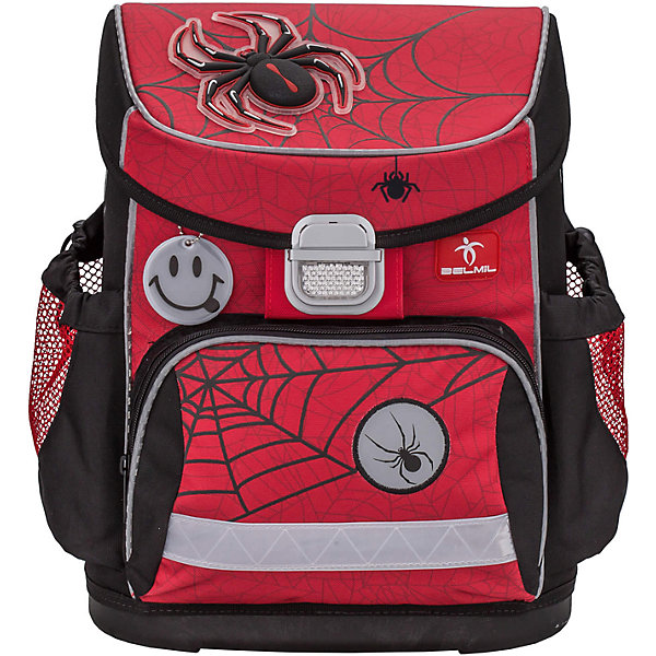 Ранец Belmil Mini-Fit Spider без наполнения Ранец Belmil Mini-Fit Spider без наполненияРанцы<br>Характеристики товара:<br><br>• серия: Mini-Fit<br>• начальная школа (1-4 классы);<br>• в комплекте: нагрудный ремень;<br>• светоотражающие элементы;<br>• материал: полиуретан;<br>• объем: 15л;<br>• спинка: жесткая, анатомическая;<br>• количество отделений внутри:2;<br>• боковые карманы;<br>• замок: защелка;<br>• дно: жесткое;<br>• подойдет для возраста какого 7-10 лет для роста 116-146;<br>• вес: 780 гр.;<br>• размер: 28x36x17см;<br>• страна бренда: Сербия.<br><br>Школьный ранец Mini-Fit Mia изготовлен из высококачественного, прочного и водонепроницаемого материала. Внутреннее пространство ранца разделено на отсеки, позволяющие удобно разместить необходимые принадлежности, вмещает бумагу формата А4. <br><br>Боковые карманы на утягивающей застежке вмещают бутылку с водой объемом 0.5 л. Анатомическая спинка повторяет строение позвоночника ребенка и существенно снижает нагрузку. Вес равномерно распределен по всей спине. Мягкая прокладка из воздухопроницаемой ткани с сетчатой структурой и специальным рельефом надежно предотвращает запотевание спины ребенка. <br><br>Широкие и мягкие регулируемые лямки из материала с «эффектом памяти» запоминают параметры после того, как ребенок подстроит ранец под себя и при надевании ранца снова четко повторяют прежние контуры. Регулируемый по росту нагрудный фиксатор. <br><br>Металлический замок со светоотражателем. Светоотражающие элементы по периметру ранца повышают безопасность ребенка на дороге в темное время суток. <br><br>Школьный ранец Mini-Fit Mia можно купить в нашем интернет-магазине.<br><br>Ширина мм: 280<br>Глубина мм: 170<br>Высота мм: 360<br>Вес г: 840<br>Возраст от месяцев: 72<br>Возраст до месяцев: 2147483647<br>Пол: Мужской<br>Возраст: Детский<br>SKU: 6909771