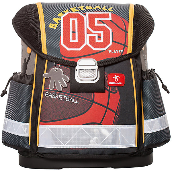 Ранец Belmil Basketball без наполнения Ранец Belmil Basketball без наполненияРанцы<br>Характеристики товара:<br><br>• начальная школа (1-4 классы);<br>• в комплекте: нагрудный ремень;<br>• светоотражающие элементы;<br>• материал: полиуретан;<br>• объем: 18л;<br>• спинка: жесткая, анатомическая;<br>• количество отделений внутри:2;<br>• боковые карманы;<br>• замок: защелка;<br>• дно: жесткое;<br>• подойдет для возраста какого 7-10 лет для роста 116-146;<br>• вес: 980 гр.;<br>• размер: 32х36х19см;<br>• страна бренда: Сербия.<br><br>Школьный ранец Basketball изготовлен из высококачественного, прочного и водонепроницаемого материала. Имеет жесткую конструкцию и укреплен дополнительными швами со всех краев, дно выполнено из ударопрочного пластика Мягкие и регулируемые по высоте лямки с внутренней обивкой из дышащей ткани, шириной 6 см. <br><br>Спинка ортопедической формы с обивкой из мягкой дышащей ткани предотвращает искривление позвоночника. Внутреннее пространство ранца разделено на отсеки, позволяющие удобно разместить необходимые принадлежности, вмещает бумагу формата А4 и ноутбук до 15. <br><br>Боковые карманы на утягивающей застежке вмещают бутылку с водой объемом 0.5 л. Ранец имеет две ручки: одну для удержания ранца в руке и переноски, усиленную пластиковым каркасом и вторую для подвешивания ранца за партой. Надежный металлический замок классической формы со светоотражающим стеклом. <br><br>Светоотражающие флуоресцентные полоски и специальный брелок-отражатель, расположенные по периметру ранца, сделают вашего ребенка более заметным для фар автомобилей в темное время суток. <br><br>Школьный ранец Basketball для мальчика можно купить в нашем интернет-магазине.<br><br>Ширина мм: 320<br>Глубина мм: 190<br>Высота мм: 360<br>Вес г: 990<br>Возраст от месяцев: 72<br>Возраст до месяцев: 2147483647<br>Пол: Мужской<br>Возраст: Детский<br>SKU: 6909773