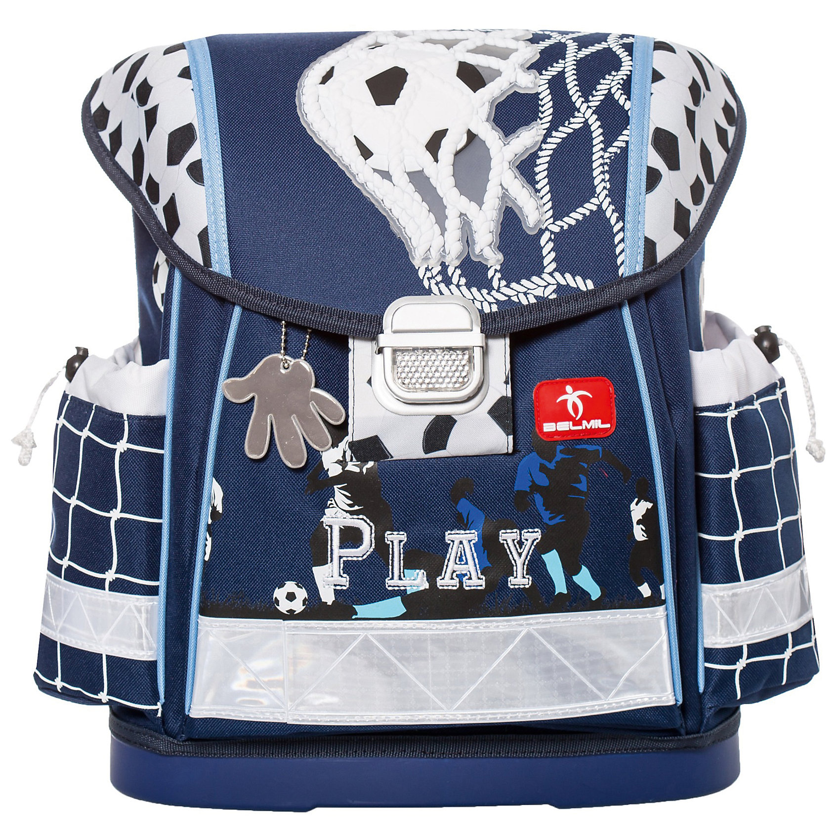 Ранец Belmil Play без наполнения Ранец Belmil Play без наполненияРанцы<br>Вес: 980 г.<br>Размер: 32х19х36см<br>Состав: пенал , мешок для обуви/нет<br>Наличие светоотражающих элементов: да<br>Материал: полиуретан<br>Объем: 18л<br>Спина: жесткая<br>Наличие дополнительных карманов внутри: да<br>Дно выбрать: (пластиковое/жесткое)<br>Количество отделений внутри:2<br>Боковые карманы: есть/утягивающая застежка<br>Замок: защелка<br>Вмещает А4: да<br>Подойдет для возраста какого 6-10 лет для роста 116-146.<br>Школьный ранец Play изготовлен из высококачественного, прочного и водонепроницаемого материала. Имеет жесткую конструкцию и укреплен дополнительными швами со всех краев, дно выполнено из ударопрочного пластика Мягкие и регулируемые по высоте лямки с внутренней обивкой из дышащей ткани, шириной 6 см. Спинка ортопедической формы с обивкой из мягкой дышащей ткани предотвращает искривление позвоночника. Внутреннее пространство ранца разделено на отсеки, позволяющие удобно разместить необходимые принадлежности, вмещает бумагу формата А4 и ноутбук до 15. Боковые карманы на утягивающей застежке вмещают бутылку с водой объемом 0.5 л. Ранец имеет две ручки: одну для удержания ранца в руке и переноски, усиленную пластиковым каркасом и вторую для подвешивания ранца за партой. Надежный металлический замок классической формы со светоотражающим стеклом. Светоотражающие флуоресцентные полоски и специальный брелок-отражатель, расположенные по периметру ранца, сделают вашего ребенка более заметным для фар автомобилей в темное время суток.<br><br>Ширина мм: 320<br>Глубина мм: 190<br>Высота мм: 360<br>Вес г: 990<br>Возраст от месяцев: 72<br>Возраст до месяцев: 2147483647<br>Пол: Мужской<br>Возраст: Детский<br>SKU: 6909778