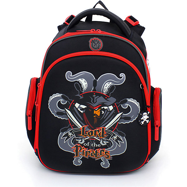 Рюкзак школьный Hummingbird Lord Of The Pirates + мешок для обуви Рюкзак школьный Hummingbird Lord Of The Pirates + мешок для обувиРюкзаки<br>Характеристики товара:<br><br>• начальная школа (1-4 классы), средняя школа (5-7 классы);<br>• каркас: жесткий;<br>• светоотражающие элементы;<br>• материал: полиуретан;<br>• объем: 20л;<br>• спинка: жесткая, ортопедическая;<br>• количество отделений внутри:1;<br>• боковые карманы;<br>• замок: молния;<br>• дно: жесткое;<br>• подойдет для возраста какого 7-12 лет для роста 116-152;<br>• вес: 1305 гр.;<br>• размер: 34х23х38см;<br>• страна бренда:Россия;<br>• страна производства: Китай.<br><br>Ранец Lord of the Pirates специально разработан для первоклассника. В его конструкции воплощены самые последние мировые разработки в области ортопедических школьных ранцев. Отлично держит форму. <br><br>Благодаря ортопедической анатомической конструкции, нагрузка на позвоночник ребенка минимальна и распределяется равномерно. Спинка дышащая. с рельефными сетчатыми подушками. «ERGO SYSTEM» позволяет регулировать крепления лямок ранца по высоте в зависимости от предпочтений и индивидуальных особенностей строения спины ребёнка. <br><br>Широкие и мягкие лямки в форме маечки обеспечивают низкую посадку. Ранец состоит из двух внутренних отделений: отделения с жесткими перегородками для тетрадей и учебников (они фиксируют учебники и не дают им перемещаться при движении) и отделения-органайзера. Имеется нагрудный регулируемый поддерживающий ремень, способствующий равномерному распределению веса ранца (перенос части его веса с плеч на талию и бедра). <br><br>Удобная ручка-переноска и петелька, за которую можно повесить ранец. Мешок для обуви в комплекте.<br><br>Hummingbird Ранец LORD OF THE PIRATES, черно-красный можно купить в нашем интернет-магазине.<br><br>Ширина мм: 340<br>Глубина мм: 230<br>Высота мм: 380<br>Вес г: 1315<br>Возраст от месяцев: 72<br>Возраст до месяцев: 2147483647<br>Пол: Мужской<br>Возраст: Детский<br>SKU: 6909783