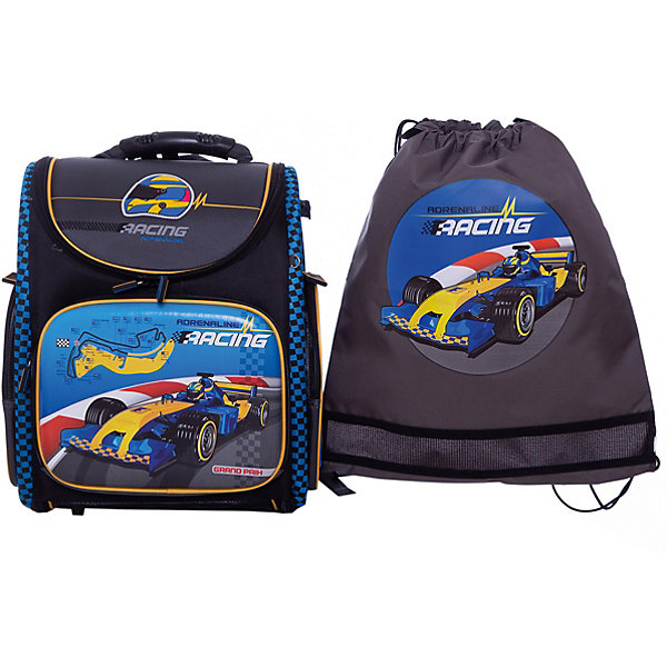 Ранец Hummingbird Racing Авто + мешок для обуви Ранец Hummingbird Racing Авто + мешок для обувиРанцы<br>Характеристики товара:<br><br>• в комплекте: мешок для обуви;<br>• начальная школа (1-4 классы);<br>• светоотражающие элементы;<br>• материал: полиуретан;<br>• объем: 20л;<br>• спинка: жесткая, ортопедическая;<br>• количество отделений внутри:2;<br>• боковые карманы;<br>• замок: молния;<br>• дно: жесткое;<br>• подойдет для возраста какого 7-10 лет для роста 116-146;<br>• вес: 910 гр.;<br>• размер: 28х18х38см;<br>• страна бренда:Россия;<br>• страна производства: Китай.<br><br>Hummingbird Ранец RACING Авто, серо-синий сделан из светоотрожающих и непромокаемых материалов. Отлично держит форму. Полностью раскладывается при помощи вшитых молний, что позволяет ранец легко чистить как снаружи, так и внутри. Благодаря ортопедической конструкции, нагрузка на позвоночник ребенка минимальна и распределяется равномерно. <br><br>Мягкие эластичные лямки в форме майки. Ранец состоит из двух внутренних отделений: отделения с жесткими перегородками для тетрадей и учебников (они фиксируют учебники и не дают им перемещаться при движении) и отделения-органайзера. <br><br>Имеется нагрудный регулируемый поддерживающий ремень, способствующий равномерному распределению веса ранца (перенос части его веса с плеч на талию и бедра). Удобная ручка-переноска и петелька, за которую можно повесить ранец.<br><br>Hummingbird Ранец RACING Авто, серо-синий для мальчика можно купить в нашем интернет-магазине.<br><br>Ширина мм: 280<br>Глубина мм: 180<br>Высота мм: 380<br>Вес г: 1285<br>Возраст от месяцев: 72<br>Возраст до месяцев: 2147483647<br>Пол: Мужской<br>Возраст: Детский<br>SKU: 6909785