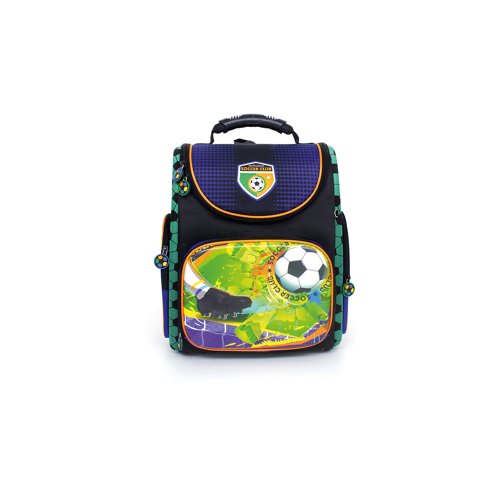 Ранец Hummingbird Soccer Club, Мяч + мешок для обуви Ранец Hummingbird Soccer Club, Мяч + мешок для обувиРанцы<br>Вес: 1305 г.<br>Размер: 280х180х380см<br>Состав: мешок для сменной обуви/да<br>Наличие светоотражающих элементов: да<br>Материал: полиэстер<br>Объем: 18л<br>Спина: жесткая<br>Наличие дополнительных карманов внутри: да<br>Дно: (пластиковое/жесткое)<br>Количество отделений внутри:1<br>Боковые карманы: 2<br>Замок: молния<br>Вмещает А4: да<br>Подойдет для возраста какого 6-10 лет для роста 116-146. <br>Яркие школьные ранцы Hummingbird воплощают в себе качество и продуманный дизайн. Ранец Soccer Club Мяч сделан из светоотрожающих и непромокаемых, экологически чистых материалов. Отлично держит форму. Благодаря ортопедической анатомической конструкции, нагрузка на позвоночник ребенка минимальна и распределяется равномерно. Лямки регулируются по высоте в зависимости от предпочтений и индивидуальных особенностей строения спины ребёнка. Внутри ранца расположены удобные отсеки для тетрадей, держатели для ручек, кармашки для канцелярских принадлежностей, а также отделения на резинке, которые фиксируют учебники и не дают им перемещаться при движении. Под крышкой ранца имеется место для расписания уроков. На лицевой стороне ранца присутствует накладной карман на молнии для письменных принадлежностей и мелочей. По бокам ранца размещены два дополнительных накладных кармана на молниях. Имеется нагрудный регулируемый поддерживающий ремень, способствующий равномерному распределению веса ранца (перенос части его веса с плеч на талию и бедра). Удобная ручка-переноска и петелька, за которую можно повесить ранец. Мешок для обуви в комплекте.<br><br>Ширина мм: 280<br>Глубина мм: 180<br>Высота мм: 380<br>Вес г: 1310<br>Возраст от месяцев: 72<br>Возраст до месяцев: 2147483647<br>Пол: Мужской<br>Возраст: Детский<br>SKU: 6909786