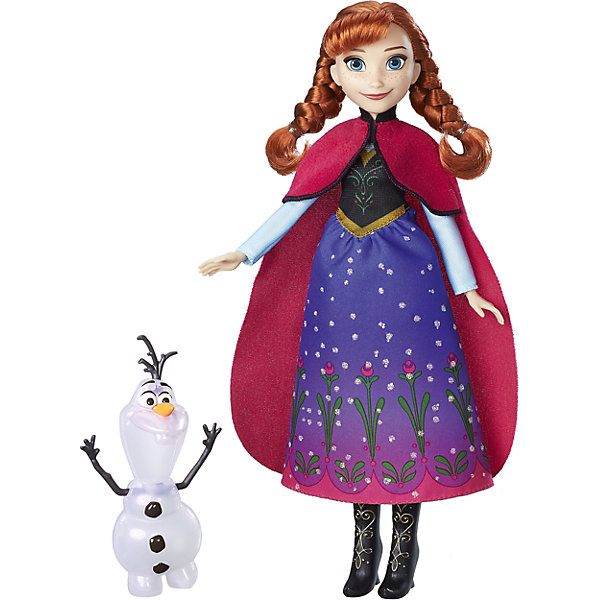 Модные куклы Анна или Эльза с другом, Северное сияние, Hasbro Модные куклы Анна или Эльза с другом, Северное сияние, HasbroХолодное Сердце<br>Характеристики товара:<br><br>• возраст: от 3 лет;<br>• материал: пластик, текстиль;<br>• в комплекте: кукла, снеговик;<br>• высота куклы: 28 см;<br>• размер упаковки: 32,4х18,4х5,1 см;<br>• вес упаковки: 189 гр.;<br>• страна производитель: Китай.<br><br>Модная кукла «Анна с другом. Северное сияние» Hasbro — героиня известного мультфильма Дисней «Холодное сердце» принцесса Анна. У Анны красивые голубые глаза и рыжие волосы, заплетенные в косички. Она одета в свой любимый сарафан с голубой юбкой, красную накидку и сапожки. Вместе с Анной ее верный друг — забавный снеговичок Олаф.<br><br>Модную куклу «Анна с другом. Северное сияние» Hasbro можно приобрести в нашем интернет-магазине.<br><br>Ширина мм: 51<br>Глубина мм: 184<br>Высота мм: 324<br>Вес г: 189<br>Возраст от месяцев: 36<br>Возраст до месяцев: 2147483647<br>Пол: Женский<br>Возраст: Детский<br>SKU: 6943657