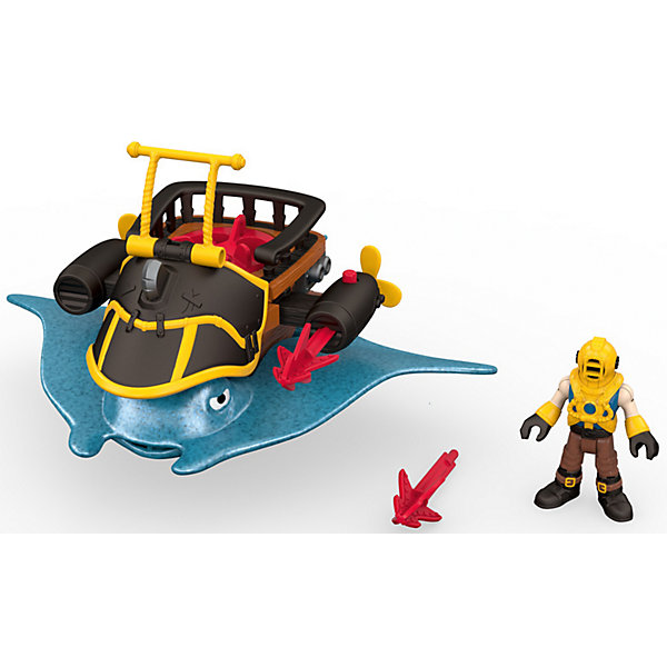 Набор Капитан Немо и скат Captain Nemo & Stingray, Fisher Price, Imaginext Набор Капитан Немо и скат Captain Nemo & Stingray, Fisher Price, ImaginextФигурки из мультфильмов<br>Характеристики товара:<br><br>• возраст: от 3 лет;<br>• материал: пластик;<br>• в комплекте: фигурка, аксессуары;<br>• размер упаковки: 21,5х10х19 см;<br>• вес упаковки: 464 гр.;<br>• страна производитель: Китай.<br><br>Игровой набор «Капитан Немо и скат Captain Nemo & Stingray» Imaginext Fisher Price позволит детям устроить невероятные интересные игры про пиратов. Капитан одет в костюм аквалангиста, у фигурки подвижные руки и ноги. Его корабль выполнен в виде огромного ската. По бокам расположены 2 установки, стреляющие снарядами. Игрушка выполнена из качественного безопасного пластика.<br><br>Игровой набор «Капитан Немо и скат Captain Nemo & Stingray» Imaginext Fisher Price можно приобрести в нашем интернет-магазине.<br><br>Ширина мм: 215<br>Глубина мм: 100<br>Высота мм: 190<br>Вес г: 464<br>Возраст от месяцев: 36<br>Возраст до месяцев: 96<br>Пол: Мужской<br>Возраст: Детский<br>SKU: 6976852