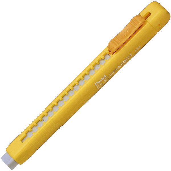 Ластик-карандаш CLIC ERASER, яркий желтый корпус Pentel Ластик-карандаш CLIC ERASER, яркий желтый корпус PentelЧертежные принадлежности<br>Характеристики:<br><br>• возраст: от 6 лет<br>• размер: 8х0,6х0,6 см.<br>• длина ластика: 7 см.<br>• материал корпуса: пластик<br>• цвет корпуса: ярко-желтый<br><br>Ластик-карандаш «Clic Eraser» - это длинный ластик прямоугольного сечения в пластиковом корпусе. Ластик выдвигается и фиксируется с помощью кнопки-слайдера, расположенной сбоку.<br><br>Ластик-карандаш «Clic Eraser» стирает следы грифеля без размазывания. Он подходит для любой бумаги. Пластиковый корпус защищает ластик от загрязнений.<br><br>Ластик-карандаш CLIC ERASER, яркий желтый корпус Pentel (Пентел) можно купить в нашем интернет-магазине.<br><br>Ширина мм: 12<br>Глубина мм: 10<br>Высота мм: 115<br>Вес г: 15<br>Возраст от месяцев: 72<br>Возраст до месяцев: 2147483647<br>Пол: Унисекс<br>Возраст: Детский<br>SKU: 7010452