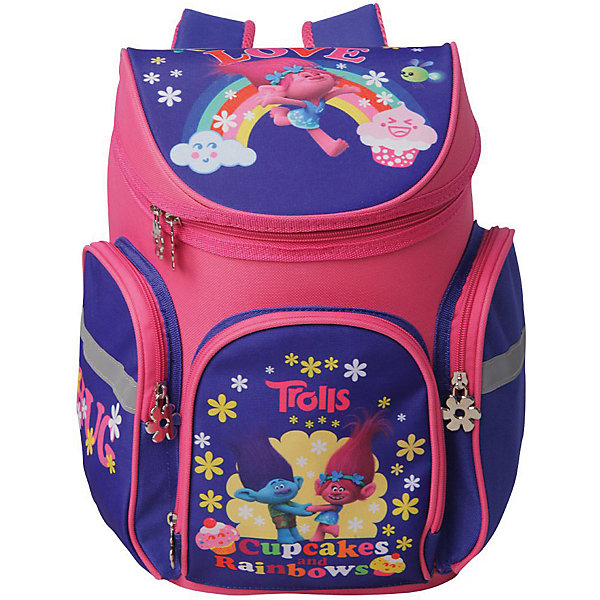 Ранец Limpopo High bag Тролли, без наполнения Ранец Limpopo High bag Тролли, без наполненияРанцы<br>Вес: 750 граммов<br>Размер: 37*23*16 см<br>Наличие светоотражающих элементов: да<br>Материал: полиэстер<br>Спина: жесткая<br>Наличие дополнительных карманов внутри: да<br>Дно: твёрдое из прорезиненого материала<br>Количество отделений внутри: 1<br>Боковые карманы: есть, 2<br>Передний карман: да, на молнии<br>Вмещает А4: да<br>Подойдет для возраста 7-10 лет для роста 122-146<br> Полностью каркасный ранец предназначенный для учеников младших классов, выполнен в стильном, ярком дизайне, отличается надежной и крепкой конструкцией, которая придется по душе самому взыскательному покупателю. Жесткий каркас не позволит ранцу сгибаться и терять форму. Лёгкий и компактный каркасный ранец с эргономичной воздухопроницаемой спинкой и широкими регулируемыми лямками. Для удобной переноски в руке или подвеса на школьную парту ранец имеет ручку.<br><br>Ширина мм: 230<br>Глубина мм: 160<br>Высота мм: 370<br>Вес г: 750<br>Возраст от месяцев: 84<br>Возраст до месяцев: 120<br>Пол: Женский<br>Возраст: Детский<br>SKU: 7025660