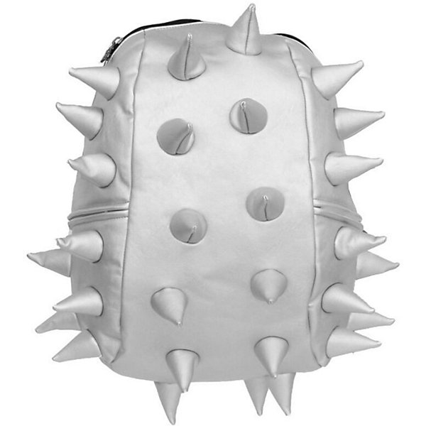 Рюкзак Rex Half Heavy Metal Spike Silver, цвет серебро Рюкзак Rex Half Heavy Metal Spike Silver, цвет сереброРюкзаки<br>Характеристики товара:<br><br>• цвет: Heavy Metal Spike Silver (серебро);<br>• возраст: от 3 лет;<br>• вес: 0,6 кг;<br>• размер: 36х30х15 см;<br>• особенности модели: с пузырями;<br>• основное отделение на молнии;<br>• в основное отделение с легкостью входит ноутбук размером диагонали 13 дюймов, iPad и формат А4;<br>• мягкие регулируемые по высоте лямки;<br>• вентилируемая и ортопедическая спинка;<br>• два дополнительных боковых кармана на молнии;<br>• материал: полиуретан;<br>• страна бренда: США;<br>• страна изготовитель: Китай.<br><br>Удобный рюкзак для детей Madpax «Rex Half» непременно понравится детям, которые уже ходят в школу. Малый вес рюкзака позволяет ребенку носить с собой все необходимое для учебы, при этом не перегружая позвоночник. <br><br>Удобное расположение дополнительных кармашков позволяет ребенку с легкостью доставать необходимые ему вещи. Специальная спинка рюкзака Рекс Халф обеспечивает постоянную вентиляцию спины малыша. Мягкие ремни регулируются в зависимости от роста ребенка. Рюкзак «Rex Half» – это стильная и удобная модель, которая предназначена для ежедневного ношения.<br><br>Рюкзак Madpax «Rex Half» можно купить в нашем интернет-магазине.<br><br>Ширина мм: 360<br>Глубина мм: 300<br>Высота мм: 150<br>Вес г: 600<br>Возраст от месяцев: 36<br>Возраст до месяцев: 720<br>Пол: Унисекс<br>Возраст: Детский<br>SKU: 7054102
