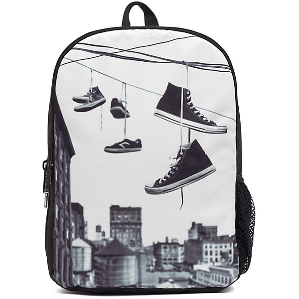 Рюкзак Straight Outta Brooklyn: Hanging Shoes, цвет мульти Рюкзак Straight Outta Brooklyn: Hanging Shoes, цвет мультиРюкзаки<br>Характеристики товара:<br><br>• цвет: мульти;<br>• возраст: от 10 лет;<br>• вес: 0,5 кг;<br>• размер: 43х30х16 см;<br>• сделан из прочного влагостойкого полиэстера;<br>• вместительный внутренний отсек;<br>• два отделения на молнии;<br>• уплотненная спинка;<br>• прочная текстильная ручка;<br>• подвесная система регулировки лямок;<br>• материал: полиэстер;<br>• страна бренда: США;<br>• страна изготовитель: Китай.<br><br>Стильный рюкзак с яркой расцветкой предназначен для студентов, школьников и всех любителей носить сумки за спиной.<br><br>Передний отдел с мягкой стенкой, подойдет для переноски ноутбука. Мягкие и сетчатые лямки оптимально распределят нагрузки и обеспечат идеальную вентиляцию. В боковой карман проветриваемый благодаря сетке, можно поместить бутылку для питья. <br><br>Рюкзак Mojo Pax «Straight Outta Brooklyn: Hanging Shoes» можно купить в нашем интернет-магазине.<br><br>Ширина мм: 430<br>Глубина мм: 300<br>Высота мм: 160<br>Вес г: 500<br>Возраст от месяцев: 120<br>Возраст до месяцев: 720<br>Пол: Унисекс<br>Возраст: Детский<br>SKU: 7054135