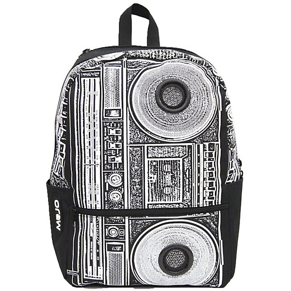 Рюкзак BOOMBOX, цвет черный/белый Рюкзак BOOMBOX, цвет черный/белыйРюкзаки<br>Характеристики товара:<br><br>• цвет: черно-белый принт;<br>• возраст: от 10 лет;<br>• вес: 0,5 кг;<br>• размер: 43х31х18 см;<br>• в комплекте встроенные стереоколонки с усилителями;<br>• усилитель подключается к любому устройству с 3,5 мм stereo jack;<br>• светится в УФ и темноте;<br>• внутренний отсек с плотным отделением для ноутбука или планшета;<br>• впереди большой карман на молнии;<br>• два боковых кармана;<br>• широкие удобные ремни и усиленная спинка;<br>• мягкие регулируемые ремни;<br>• материал: полиэстер;<br>• страна бренда: США;<br>• страна изготовитель: Китай.<br><br>Настроение диско-стиля в сдержанной черно-белой гамме смотрится неожиданно и интересно! Этот рюкзак от Mojo, украшенный принтом с музыкальными мотивами, расскажет все о самобытности и оригинальном взгляде на мир своего владельца. <br><br>В комплекте встроенные стереоколонки с усилителями. Колонки работают от 4 батареек типа АА, разьем 3.5` (старндартный).<br><br>Имеется полноразмерное основное отделение с органайзером, внешний отсек среднего размера, и два боковых кармана.<br><br>Рюкзак Mojo Pax «Boombox» можно купить в нашем интернет-магазине.<br><br>Ширина мм: 430<br>Глубина мм: 310<br>Высота мм: 180<br>Вес г: 500<br>Возраст от месяцев: 120<br>Возраст до месяцев: 720<br>Пол: Унисекс<br>Возраст: Детский<br>SKU: 7054146