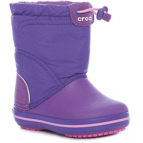 Сапоги Crocband LodgePoint Boot K для девочки Сапоги Crocband LodgePoint Boot K для девочкиСноубутсы<br>Характеристики товара:<br><br>• цвет: фиолетовый<br>• внешний материал: водоотталкивающий нейлон<br>• внутренний материал: текстиль<br>• стелька: текстиль<br>• подошва: Croslite, резина<br>• сезон: демисезон<br>• температурный режим: от -10 до +5<br>• застежка: утяжка<br>• непромокаемые<br>• защита мыса <br>• подошва не скользит <br>• анатомические <br>• страна бренда: США<br>• страна производства: Китай<br><br>Непромокаемые детские сапоги Крокс обеспечивают ногам тепло и сухость. Эти сапоги Crocs имеют теплую подкладку внутри. Благодаря уникальному материала Croslite в детской обуви Crocs ноги в таких сапогах для ребенка не скользят на различных поверхностях. <br><br>Сапоги Crocband LodgePoint Boot K Crocs (Крокс) можно купить в нашем интернет-магазине.<br><br>Ширина мм: 257<br>Глубина мм: 180<br>Высота мм: 130<br>Вес г: 420<br>Цвет: лиловый<br>Возраст от месяцев: 132<br>Возраст до месяцев: 144<br>Пол: Женский<br>Возраст: Детский<br>Размер: 34/35,23,24,25,26,27,28,29,30,31/32,33/34<br>SKU: 7063262