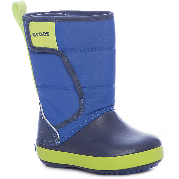 Сапоги LodgePoint Snow Boot K Сапоги LodgePoint Snow Boot KСноубутсы<br>Характеристики товара:<br><br>• цвет: синий<br>• внешний материал: водоотталкивающий нейлон<br>• внутренний материал: текстиль<br>• стелька: текстиль<br>• подошва: Croslite<br>• сезон: демисезон<br>• температурный режим: от -10 до +5<br>• застежка: липучка<br>• непромокаемые<br>• защита мыса <br>• подошва не скользит <br>• анатомические <br>• страна бренда: США<br>• страна производства: Китай<br><br>Удобные детские сапоги Crocs сделаны из высокотехнологичного материала Croslite и непромокаемого нейлон. Благодаря резиновым вставкам в подошве такие сапоги для ребенка не скользят. Обувь Крокс популярна во всем мире благодаря высокому качеству и удобству. Такие детские сапоги Крокс отлично подходят для ношения в мокрую погоду. <br><br>Сапоги LdgPtSnowBtK Crocs (Крокс) можно купить в нашем интернет-магазине.<br><br>Ширина мм: 257<br>Глубина мм: 180<br>Высота мм: 130<br>Вес г: 420<br>Цвет: синий<br>Возраст от месяцев: 18<br>Возраст до месяцев: 21<br>Пол: Унисекс<br>Возраст: Детский<br>Размер: 23,34/35,33/34,31/32,30,29,28,27,26,25,24<br>SKU: 7063515