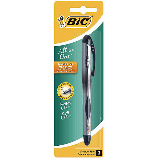 Ручка перьевая Bic All in one Classic, синяя Ручка перьевая Bic All in one Classic, синяяПисьменные принадлежности<br>Характеристики:<br><br>• возраст: от 5 лет<br>• цвет чернил: синий<br>• материал корпуса: пластик<br>• толщина линии: 0,5 мм.<br>• упаковка: блистер<br>• размер упаковки: 20х6х2 см.<br><br>Одноразовая перьевая ручка с пишущим узлом средней толщины из нержавеющей стали. Благодаря прозрачному корпусу можно контролировать уровень чернил.<br><br>BIC Ручку перьевую BIC All in one Classic можно купить в нашем интернет-магазине.<br><br>Ширина мм: 16<br>Глубина мм: 65<br>Высота мм: 197<br>Вес г: 19<br>Возраст от месяцев: 60<br>Возраст до месяцев: 2147483647<br>Пол: Унисекс<br>Возраст: Детский<br>SKU: 7065361