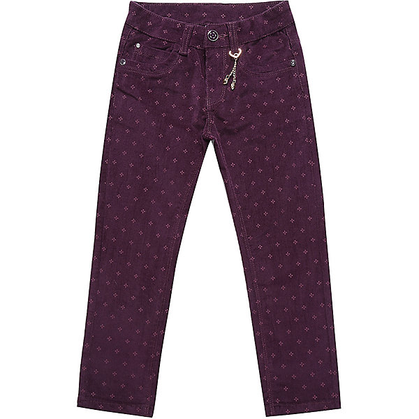 Брюки Sweet Berry для девочки Брюки Sweet Berry для девочкиБрюки<br>Брюки Sweet Berry для девочки<br>Модные вельветовые брючки для девочки декорированные оригинальным печатным рисунком и брелоком. Прямой крой, средняя посадка. Застегиваются на молнию и пуговку. Шлевки на поясе рассчитаны под ремень. В боковой части пояса находятся вшитые эластичные ленты, регулирующие посадку по талии.<br>Состав:<br>98% хлопок, 2% спандекс<br><br>Ширина мм: 215<br>Глубина мм: 88<br>Высота мм: 191<br>Вес г: 336<br>Цвет: лиловый<br>Возраст от месяцев: 84<br>Возраст до месяцев: 96<br>Пол: Женский<br>Возраст: Детский<br>Размер: 98,104,110,116,122,128<br>SKU: 7093978
