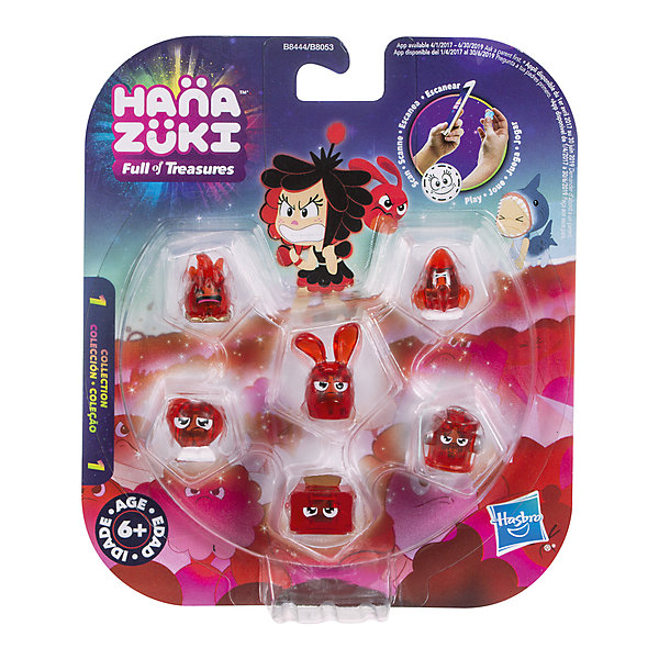 Фигурки-сокровища Hasbro Hanazuki, 6 штук (красные) Фигурки-сокровища Hasbro Hanazuki, 6 штук (красные)Фигурки из мультфильмов<br>Характеристики товара:<br><br>• возраст: от 6 лет;<br>• материал: пластик;<br>• в комплекте: 5 фигурок сокровищ, фигурка Хемки;<br>• размер упаковки: 17,8х15,2х3,2 см;<br>• вес упаковки: 100 гр.;<br>• страна производитель: Китай.<br><br>Набор «6 красных фигурок-сокровищ» Hasbro создан по мотивам известного мультсериала про приключения Мунфлауэр Ханазуки, которая родилась на своей луне и должна спасти ее от темных сил. В наборе маленькие сокровища, которые представляют собой какой-то предмет, животное, продукт. На каждой фигурке есть свой код, который можно отсканировать в мобильном приложении и получить дополнительные игровые предметы. <br><br>Набор «6 красных фигурок-сокровищ» Hasbro можно приобрести в нашем интернет-магазине.<br><br>Ширина мм: 9999<br>Глубина мм: 9999<br>Высота мм: 9999<br>Вес г: 9999<br>Возраст от месяцев: 72<br>Возраст до месяцев: 120<br>Пол: Женский<br>Возраст: Детский<br>SKU: 7097979