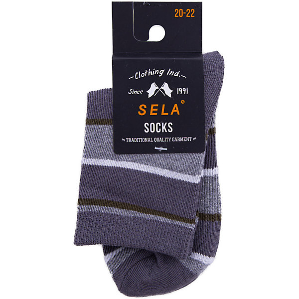Носки SELA для мальчика Носки SELA для мальчикаНоски<br>Характеристики товара:<br><br>• цвет: серый<br>• состав ткани: 75% хлопок, 20% нейлон, 5% эластан<br>• сезон: круглый год<br>• страна бренда: Россия<br>• страна изготовитель: Китай<br><br>Серые носки для мальчика от Sela - качественная вещь по доступной цене. Эти носки для мальчика помогут обеспечить ребенку комфорт. Носки для ребенка сделаны из мягкого трикотажа, в составе которого преимущественно натуральный хлопок. <br><br>Носки Sela (Села) для мальчика можно купить в нашем интернет- магазине.<br><br>Ширина мм: 87<br>Глубина мм: 10<br>Высота мм: 105<br>Вес г: 115<br>Цвет: серый<br>Возраст от месяцев: 3<br>Возраст до месяцев: 6<br>Пол: Мужской<br>Возраст: Детский<br>Размер: 18,16,22,20<br>SKU: 7137044