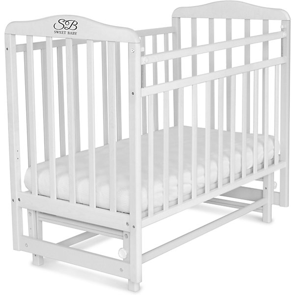 Кроватка Sweet Baby Ennio Bianco, белый Кроватка Sweet Baby Ennio Bianco, белыйКроватки с маятником<br>Кроватка Sweet Baby Ennio Bianco, белый<br><br>Материалы: кровать - массив березы, ЛДСП<br>Качалка: есть<br>Ложе: двухуровневое (1200х600 мм)<br>Маятник поперечный: есть<br>Опускаемая планка<br>Механизм опускания: кнопка<br>Накладка ПВХ: нет<br><br>Ширина мм: 15<br>Глубина мм: 72<br>Высота мм: 124<br>Вес г: 20000<br>Возраст от месяцев: 0<br>Возраст до месяцев: 36<br>Пол: Унисекс<br>Возраст: Детский<br>SKU: 7140474