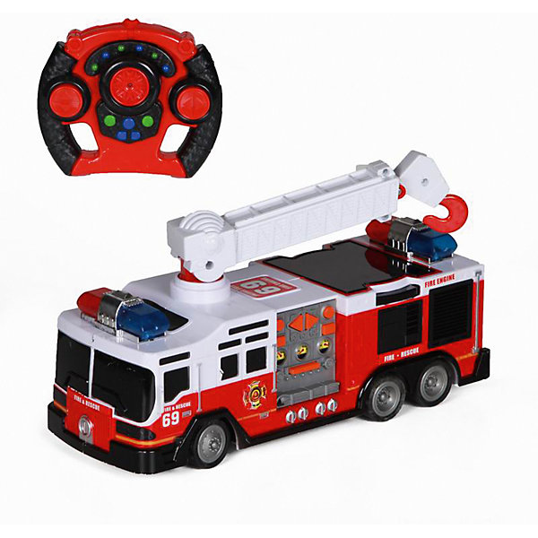 Радиоуправляемая машинка Yako Toys Пожарная Радиоуправляемая машинка Yako Toys ПожарнаяРадиоуправляемые машины<br>Характеристики товара:<br><br>• возраст: от 5 лет;<br>• цвет: красный;<br>• размер упаковки: 29х30х31 см.;<br>• комплект: машинка, пульт управления;<br>• тип батареек для пульта: 4 x AA / LR6 1.5V (пальчиковые).<br>• наличие батареек для пульта: не входят в комплект;<br>• состав: пластик, металл;<br>• вес: 1,1 кг.;<br>• упаковка: картонная коробка блистерного типа;<br>• бренд, страна: Yako Toys, Китай;<br>• страна-производитель: Китай.<br><br>Машинка «Пожарная» на радиоуправлении от торговой марки Yako Toys представляет модель оного из видов техники специального назначения. Она сможет заинтересовать ребенка не только своим тематическим дизайном, но также некоторыми функциональными особенностями.<br><br>На крыше транспортного средства установлена характерная лестница. Благодаря конструктивному строению ее можно вращать на 360°, поднимать и опускать, а также раздвигать и вытягивать, увеличивая в длину. Движениями самой машинки можно управлять на расстоянии с помощью пульта радиоуправления. Световые и звуковые эффекты, встроенные в игрушку, помогут сымитировать звук и мигание огней включенной сирены.<br><br>Реалистичный дизайн и все функции игрушки приведут в восторг любого мальчика и поклонника автотранспорта.Игрушки от бренда от Yako Toys выполнены из высокачественного материала безвредного для детского здоровья.<br><br>Машинку «Пожарная» на радиоуправлении, цвет красный, Yako Toys (Яко Тойз) можно купить в нашем интернет-магазине.<br><br>Ширина мм: 300<br>Глубина мм: 290<br>Высота мм: 310<br>Вес г: 1100<br>Возраст от месяцев: 36<br>Возраст до месяцев: 72<br>Пол: Мужской<br>Возраст: Детский<br>SKU: 7172272