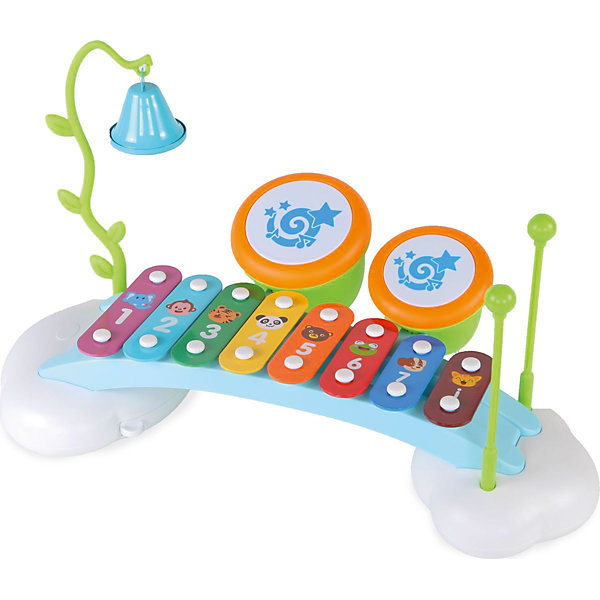 Музыкальный центр Huile Toys, ксилофон, барабаны, колокольчик Музыкальный центр Huile Toys, ксилофон, барабаны, колокольчикДругие музыкальные инструменты<br>Ксилофон - 8 пластин, колокольчик на подвеске, 2 мини барабана<br><br>Ширина мм: 410<br>Глубина мм: 220<br>Высота мм: 90<br>Вес г: 1300<br>Возраст от месяцев: 6<br>Возраст до месяцев: 18<br>Пол: Унисекс<br>Возраст: Детский<br>SKU: 7172297