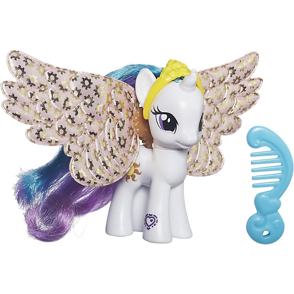Пони с артикуляцией, My little Pony,B0358/B5717,Hasbro Пони с артикуляцией, My little Pony,B0358/B5717,HasbroФигурки из мультфильмов<br>Характеристики товара: <br><br>• возраст: от 3 лет;<br>• герой: Мои маленькие пони / My Little Pony;<br>• в наборе: фигурка лошадки, крылья, расческа;<br>• материал: пластик;<br>• размер упаковки: 20х16.3х4.5 см;<br>• упаковка: картонная коробка блистерного типа;<br>• страна обладатель бренда: США.<br><br>Игровой набор Princess Celestia из серии My Little Pony от бренда Hasbro понравится многим маленьким девочкам. Красивая белая пони с ярким радужным блестящим хвостом и двухцветной гривой - это настоящая принцесса, потому что ее голова украшена короной. Пони имеет красивые большие крылья, на которых имеется повторяющийся рисунок золотистого солнца. <br><br>Вместе с фигуркой персонажа мультфильма Мои маленькие пони предоставляется расческа для ее прекрасной гривы и хвоста.<br>Героиня мультфильма Май Литл Пони выглядит очень мило и красиво. Принцесса Селестия имеет выразительные глаза и мягкую улыбку, поэтому девочки с удовольствием будут играть с этой фигуркой.<br><br>Игровой набор Princess Celestia из серии My Little Pony от бренда Hasbro можно купить в нашем интернет-магазине.<br><br>Ширина мм: 9999<br>Глубина мм: 9999<br>Высота мм: 9999<br>Вес г: 9999<br>Возраст от месяцев: 36<br>Возраст до месяцев: 72<br>Пол: Женский<br>Возраст: Детский<br>SKU: 7174636