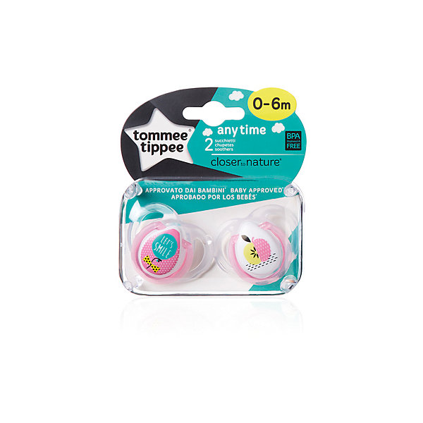 Силиконовые пустышки Tommee Tippee AnyTime 0-6 мес., 2 шт, розовые Силиконовые пустышки Tommee Tippee AnyTime 0-6 мес., 2 шт, розовыеСиликоновые пустышки<br>Характеристики:<br><br>• возраст: 0+;<br>• материал: силикон, пластик;<br>• размер упаковки: 11,7х10х5 см;<br>• упаковка: блистер на картоне;<br>• количество: 2 шт. в упаковке;<br>• особенности: не содержат Бисфенол А;<br>• производитель: Tommee Tippee.<br><br>Силиконовые пустышки повторяют форму нёба малыша, способствуя здоровому развитию ротовой полости ребенка. Пустышки «AnyTime» разработаны совместно с ведущими врачами-стоматологами. В производстве используется медицинский силикон высшего качества.<br><br>Пустышки декорированы рисунками, их удобно держать маленькими ручками. Благодаря уникальной форме пустышки легко мыть и стерилизовать.<br><br>В упаковке 2 шт.<br><br>Силиконовые пустышки «AnyTime» 0-6 мес., 2 шт., (розовый), Tommee Tippee можно купить в нашем интернет-магазине.<br><br>Ширина мм: 25<br>Глубина мм: 55<br>Высота мм: 50<br>Вес г: 23<br>Цвет: розовый<br>Возраст от месяцев: 0<br>Возраст до месяцев: 6<br>Пол: Унисекс<br>Возраст: Детский<br>SKU: 7196676