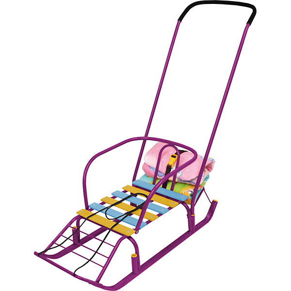 Санки с ручкой и багажником Nika-Kids Тимка 7 (сиреневые) Санки с ручкой и багажником Nika-Kids Тимка 7 (сиреневые)Санки и аксессуары<br>Характеристики товара:<br><br>• возраст: от 3 лет; • пол: для девочек и мальчиков;<br>• полозья: плоские 3 см.;<br>• рейка: поперечная;<br>• количество положений ручки: 2;<br>• вкладыши под толкатель: пластиковые;<br>• подножка: ступенчатая;<br>• размеры багажника: 160х250 см.;<br>• длина сиденья 46 см.;<br>• ширина сиденья 29 см.;<br>• вес без ручки: 3,5 кг.; <br>• цвет: сиреневый;<br>• страна обладатель бренда: Россия.<br><br>Санки имеют багажник с крепежным ремнем для крепления необходимых во время катания вещей. <br><br>Модель выполнена с плоскими полозьями для лучшей проходимости по снегу, с двумя положениями ручки, с поперечной рейкой и ступенчатой подножкой.<br><br>Санки снабжены ремнем безопасности, что защищает ребенка от выпадения. <br><br>Изготовлены на основе ударопрочного и износостойкого металлического профиля. <br><br>Санки детские можно купить в нашем интернет-магазине.<br><br>Ширина мм: 850<br>Глубина мм: 190<br>Высота мм: 380<br>Вес г: 2900<br>Возраст от месяцев: 36<br>Возраст до месяцев: 84<br>Пол: Унисекс<br>Возраст: Детский<br>SKU: 7221208