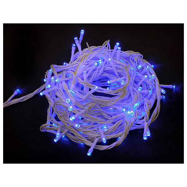 Гирлянда эл. 100 LED, синее свечение Гирлянда эл. 100 LED, синее свечениеНовогодние электрогирлянды<br>Гирлянда стандарт. Свечение синее. Белый провод, 100 LED, новая форма лампочек. Длина от переключателя до вилки - 1,5 м. Длина свободного провода - 9 м.<br><br>Ширина мм: 140<br>Глубина мм: 90<br>Высота мм: 80<br>Вес г: 290<br>Возраст от месяцев: 36<br>Возраст до месяцев: 2147483647<br>Пол: Унисекс<br>Возраст: Детский<br>SKU: 7228384