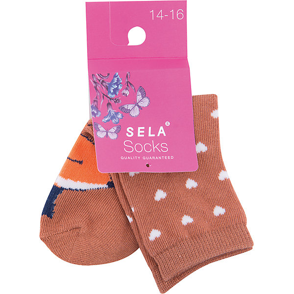 Носки SELA для девочки Носки SELA для девочкиНоски<br>Характеристики товара:<br><br>• цвет: коричневый<br>• состав ткани: 75% хлопок, 20% полиэстер, 5% эластан<br>• сезон: круглый год<br>• страна бренда: Россия<br>• страна изготовитель: Китай<br><br>Носки для девочки от Sela декорированы оригинальным рисунком. Детские носки сделаны из качественного материала с содержанием натурального хлопка. Эти трикотажные носки были разработаны специально для детей.<br><br>Носки Sela (Села) для девочки можно купить в нашем интернет- магазине.<br><br>Ширина мм: 87<br>Глубина мм: 10<br>Высота мм: 105<br>Вес г: 115<br>Цвет: коричневый<br>Возраст от месяцев: 24<br>Возраст до месяцев: 540<br>Пол: Женский<br>Возраст: Детский<br>Размер: 16,20-22,18-20,16-18<br>SKU: 7229989