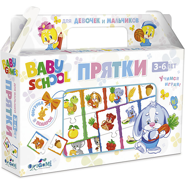 Для Малышей.Наст.игра.Чем.+фигурка.Прятки.03062 Для Малышей.Наст.игра.Чем.+фигурка.Прятки.03062Окружающий мир<br>Характеристики товара:<br><br>• возраст: от 3 лет; <br>• размер упаковки: 22x17x4 см.;<br>• вес: 175 гр.;<br>• из чего сделана игрушка (состав): картон;<br>• комплект: 24 карточки, фигурка;<br>• упаковка: картонный чемоданчик;<br>• страна обладатель бренда: Россия.<br><br>Настольная игра «Прятки» поможет ребенку весело провести время в одиночку или в компании родителей. <br><br>В игре предстоит совместить животное и еду, которую оно употребляет, например, ежик - гриб, котенок - молоко. Пазловые замочки не дадут совершить ошибку: неподходящие друг к другу элементы просто не состыкуются.<br><br>Игра поможет ребенку познакомиться с представителями животного мира.<br><br>Настольную игру можно купить в нашем интернет-магазине.<br><br>Ширина мм: 220<br>Глубина мм: 170<br>Высота мм: 40<br>Вес г: 175<br>Возраст от месяцев: 36<br>Возраст до месяцев: 2147483647<br>Пол: Унисекс<br>Возраст: Детский<br>SKU: 7240713