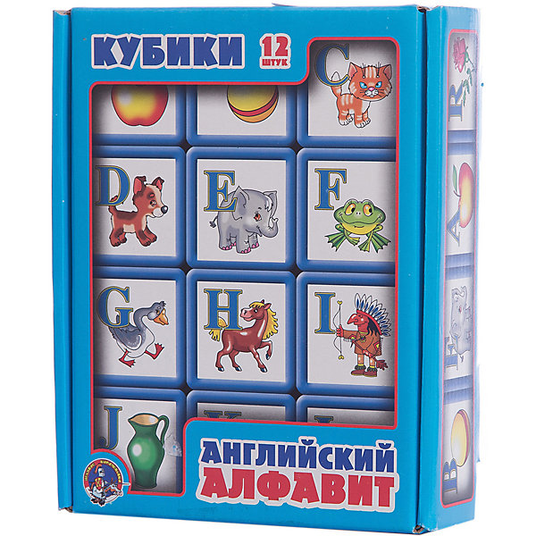 Выдувка. Кубики с бортиком Английский алфавит 12 эл (5,5 см) Выдувка. Кубики с бортиком Английский алфавит 12 эл (5,5 см)Кубики<br>Характеристики:<br><br>• возраст: 3+;<br>• размер упаковки: 21x17x5,5 см;<br>• масса: 320 г.<br><br>В этом наборе представлены 12 кубиков, на гранях которых расположены буквы английского алфавита и картинки, начинающиеся с этих букв. Кубики изготовлены из легкого выдувного пластика и предназначены для детей от 3 лет.<br><br>Это классическая игра для обучения ребенка английскому алфавиту.<br> <br>Предлагается несколько вариантов игры. Малыши будут выполнять различные задания или просто играть по своему желанию. Можно использовать элемент соревнования (кто скорее составит слова), если в игре принимают два участника и есть два набора кубиков.<br><br>Выдувка. Кубики с бортиком «Английский алфавит», 12 элементов (5,5 см), «Десятое королевство» можно купить в нашем интернет-магазине.<br><br>Ширина мм: 210<br>Глубина мм: 170<br>Высота мм: 55<br>Вес г: 320<br>Возраст от месяцев: 420<br>Возраст до месяцев: 2147483647<br>Пол: Унисекс<br>Возраст: Детский<br>SKU: 7245752
