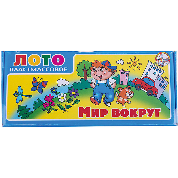 Лото пластмассовое Мир вокруг Лото пластмассовое Мир вокругЛото<br>Развивающее лото пластмассовое Мир вокруг <br><br>Состав игры: <br>Картонные карточки (8 изображений) – 6 шт <br>Фишки пластиковые (размер 4 см) – 48 шт <br>Мешок – 1 шт<br><br>Ширина мм: 232<br>Глубина мм: 100<br>Высота мм: 35<br>Вес г: 212<br>Возраст от месяцев: 420<br>Возраст до месяцев: 2147483647<br>Пол: Унисекс<br>Возраст: Детский<br>SKU: 7245819