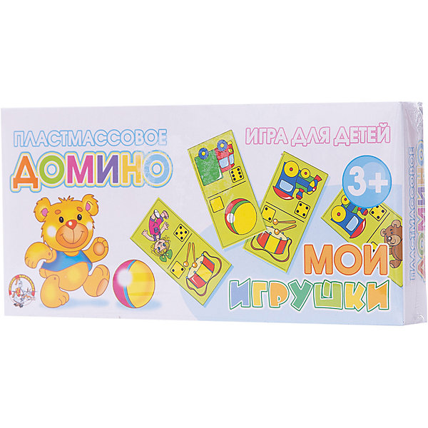 Домино пластмассовое Мои игрушки Домино пластмассовое Мои игрушкиДомино<br>Домино пластмассовое Мои игрушки предназначено для занятий с детьми от 3-х лет. Малыш будет с радостью узнавать любимые игрушки, которые окружают его в повседневной жизни. Яркие и красочные картинки на карточках домино понравятся большинству детей и смогут удержать на себе внимание ребенка длительное время. В процессе сопоставления количества точек на карточках у малышей в игровой форме закладываются основы счета. А яркие изображения любимых игрушек помогут на уровне образного мышления закрепить полученные навыки.<br><br>Ширина мм: 200<br>Глубина мм: 96<br>Высота мм: 30<br>Вес г: 160<br>Возраст от месяцев: 420<br>Возраст до месяцев: 2147483647<br>Пол: Унисекс<br>Возраст: Детский<br>SKU: 7245824