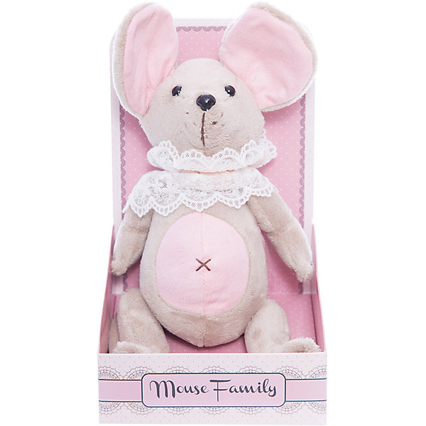 Мягкая игрушка Angel Collection Mouse Family. Мышка-неженка в жабо, шарнирная Мягкая игрушка Angel Collection Mouse Family. Мышка-неженка в жабо, шарнирнаяМягкие игрушки животные<br>Характеристики:<br><br>• возраст: от 3 лет<br>• высота: 25 см.<br>• материал: плюш, текстиль, пластмасса<br>• наполнитель: полиэфирное волокно, полиэтиленовые гранулы<br>• уход: допускается ручная стирка при температуре 30 градусов<br><br>Мышка «Неженка» - это авторская мягкая игрушка из оригинальной коллекции Mouse Family торговой марки Fluffy Family.<br><br>Очаровательная мышка из серии Baby Mouse совсем еще малышка, трогательная и нежная. У мышки подвижные шарнирные лапки, большие уши, розовый животик, глазки-пуговицы. Индивидуальность образа мышки Неженки подчеркивает кружевное жабо, украшенное бантом нежно-персикового цвета.<br><br>Игрушка изготовлена из плюша и текстильных материалов, фурнитура выполнена из пластмассы. Наполнитель - полиэфирное волокно и полиэтиленовые гранулы.<br><br>Упаковка, созданная в модном стиле шебби-шик, придает стилевую законченность игрушечному образу и воплощает идею готового подарка с ярким характером и большим шармом.<br><br>Мышку шарнирную Вaby mouse Неженка в жабо можно купить в нашем интернет-магазине.<br><br>Ширина мм: 150<br>Глубина мм: 130<br>Высота мм: 260<br>Вес г: 750<br>Возраст от месяцев: 36<br>Возраст до месяцев: 2147483647<br>Пол: Женский<br>Возраст: Детский<br>SKU: 7265490